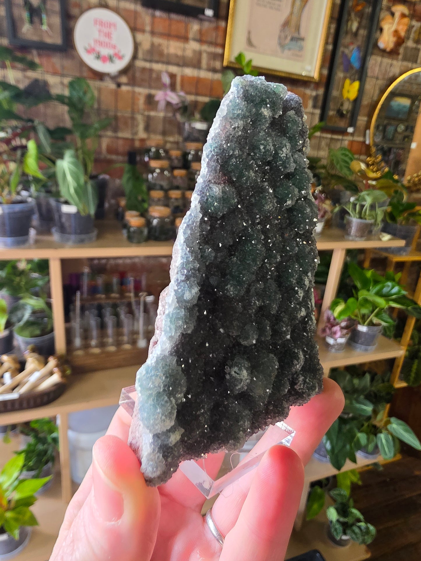Quartz Druzy on Malachite
