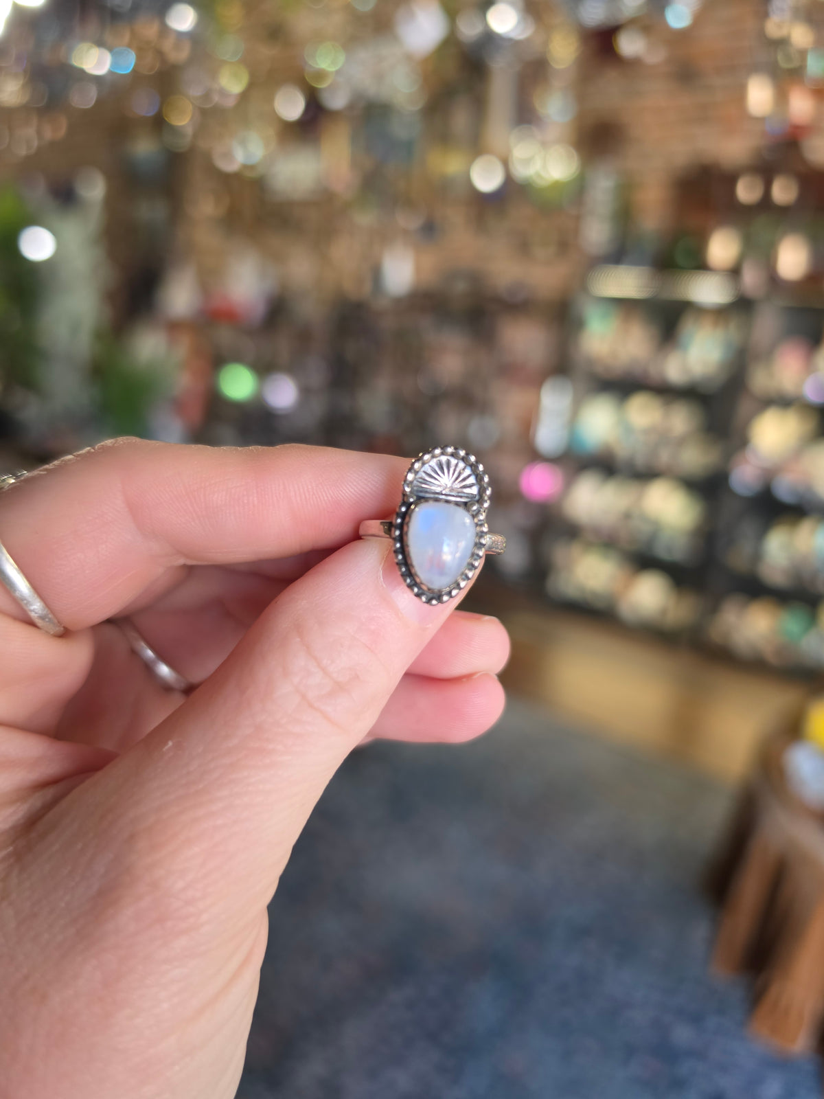 Rainbow Moonstone Ring Size 7