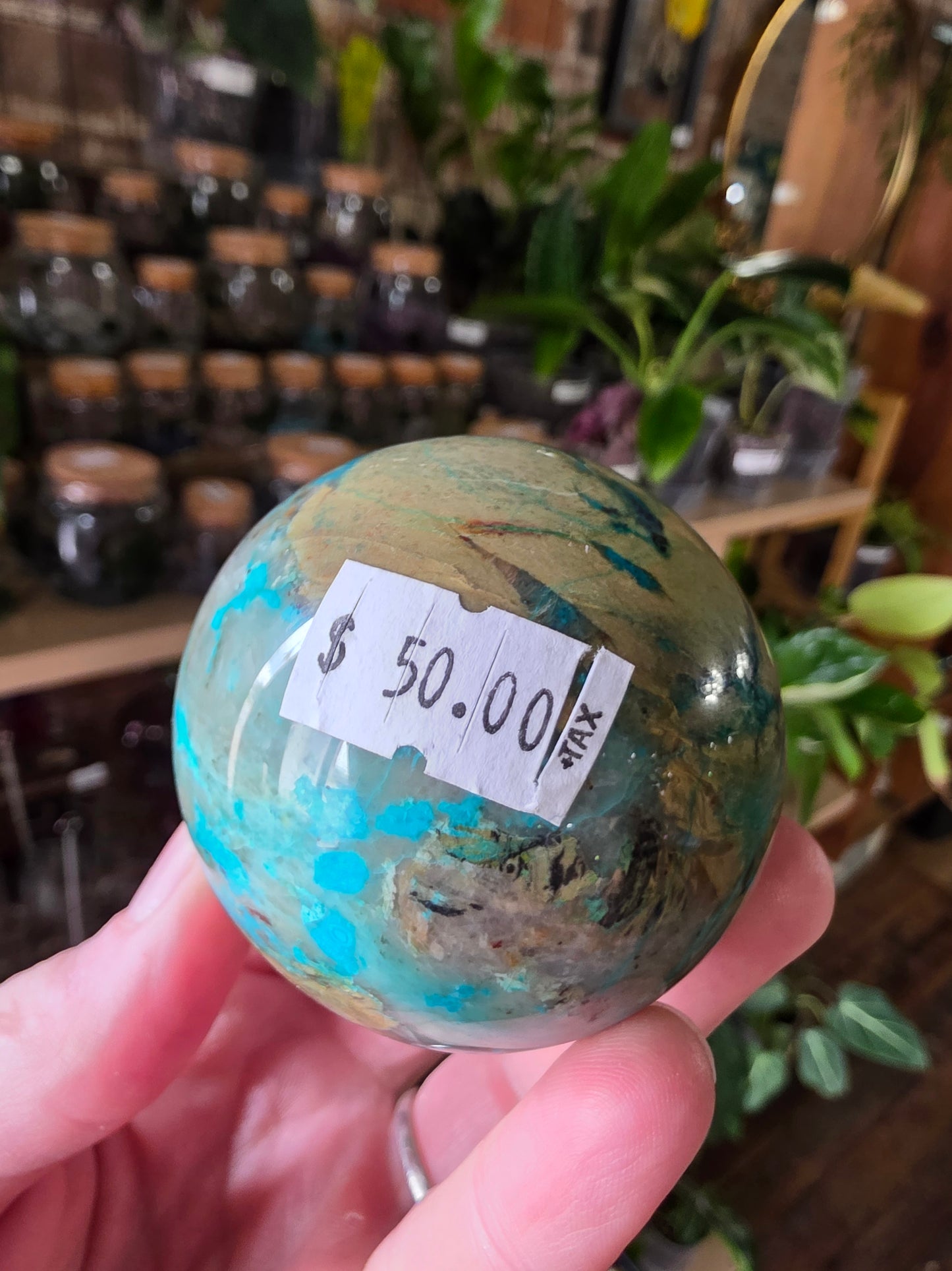 Chrysocolla and Shatuckite Sphere