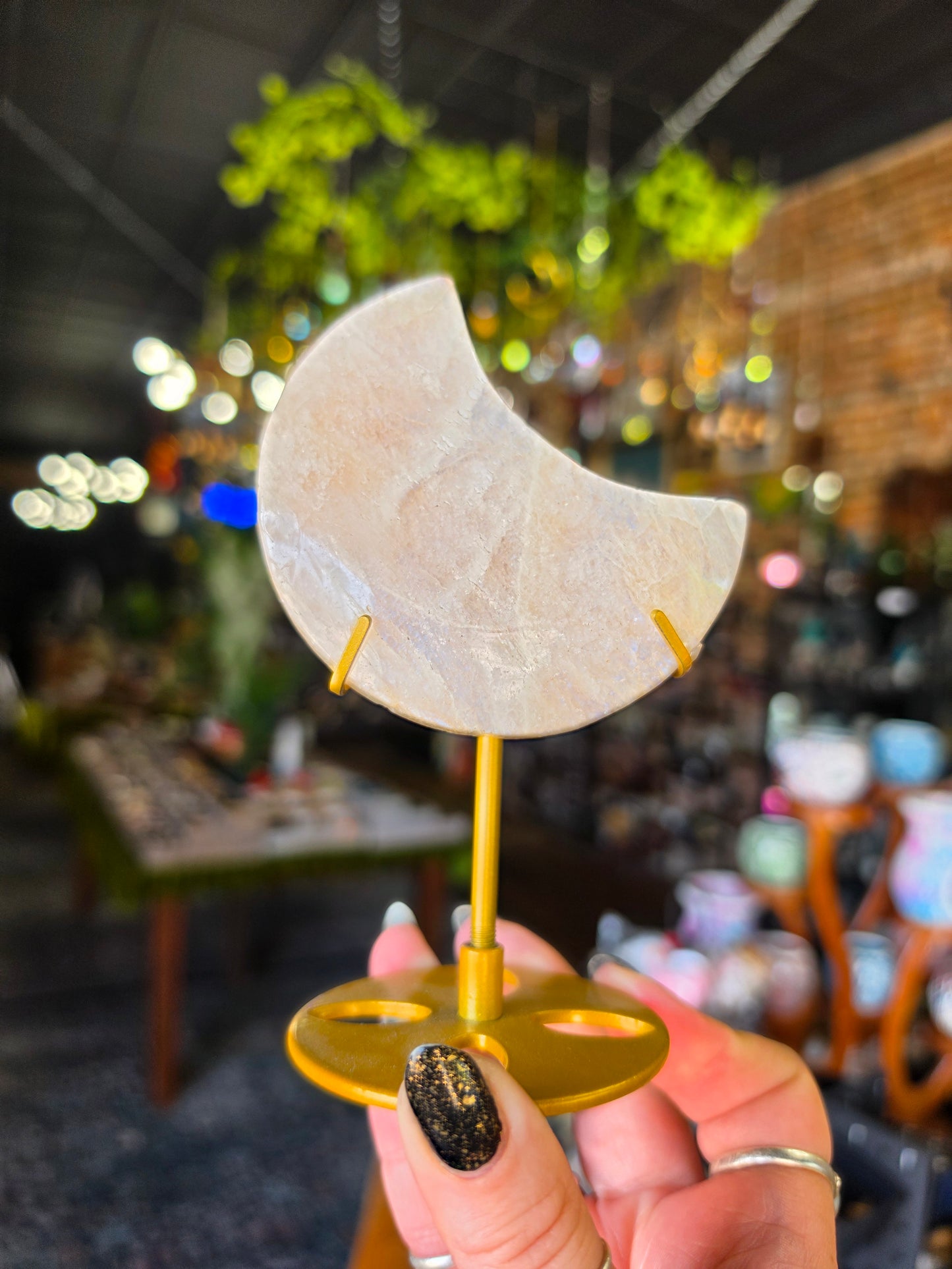 Moonstone Moon Carving on Stand