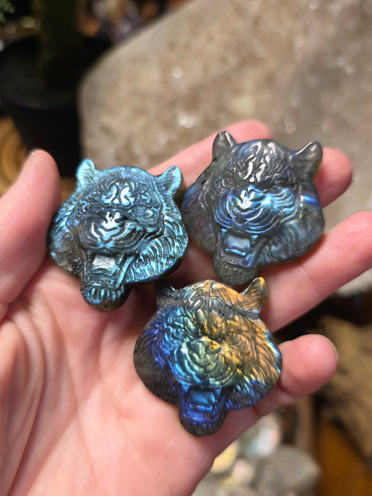Labradorite Tiger Carving