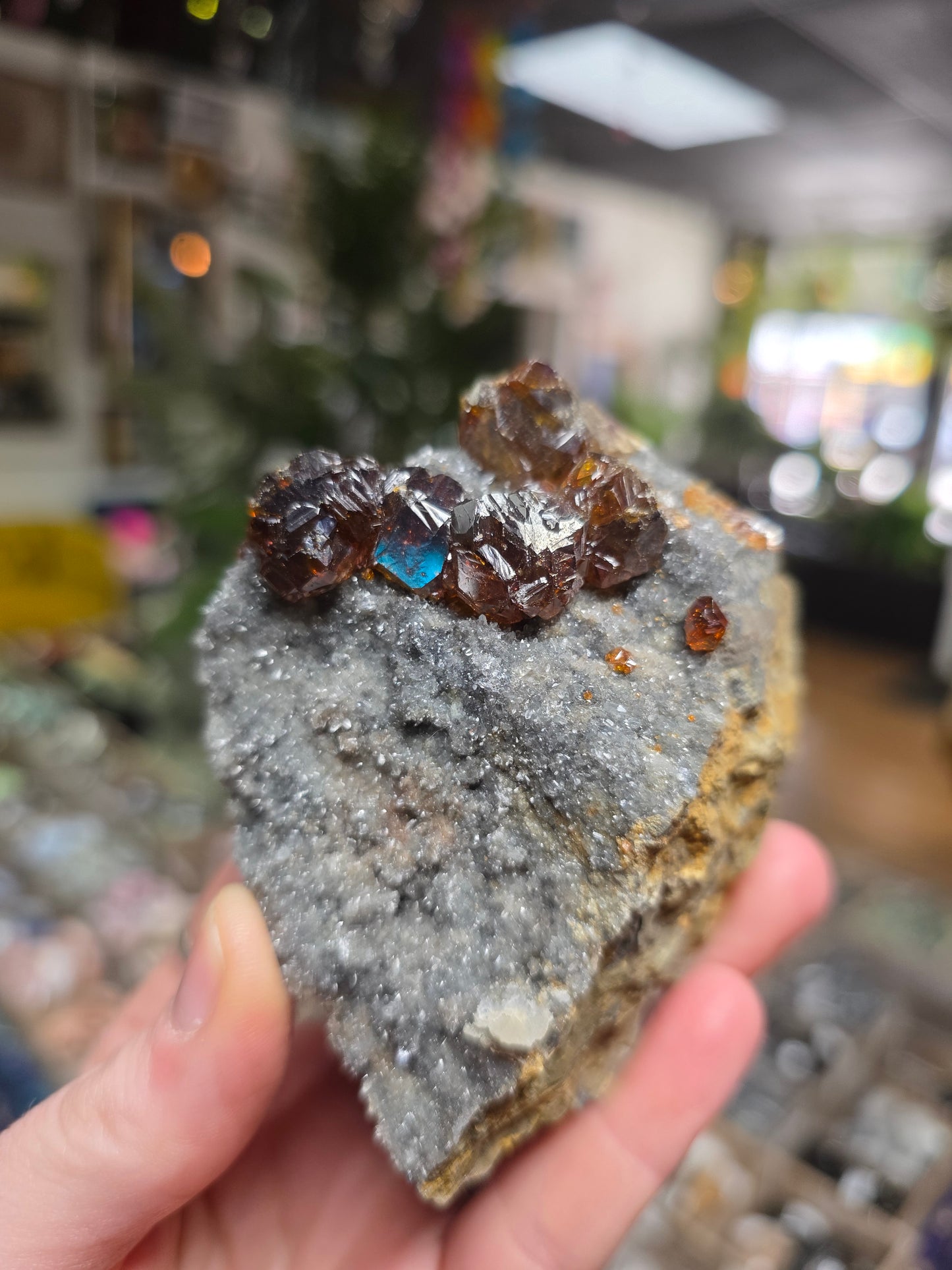 Sphalerite on Druzy Quartz