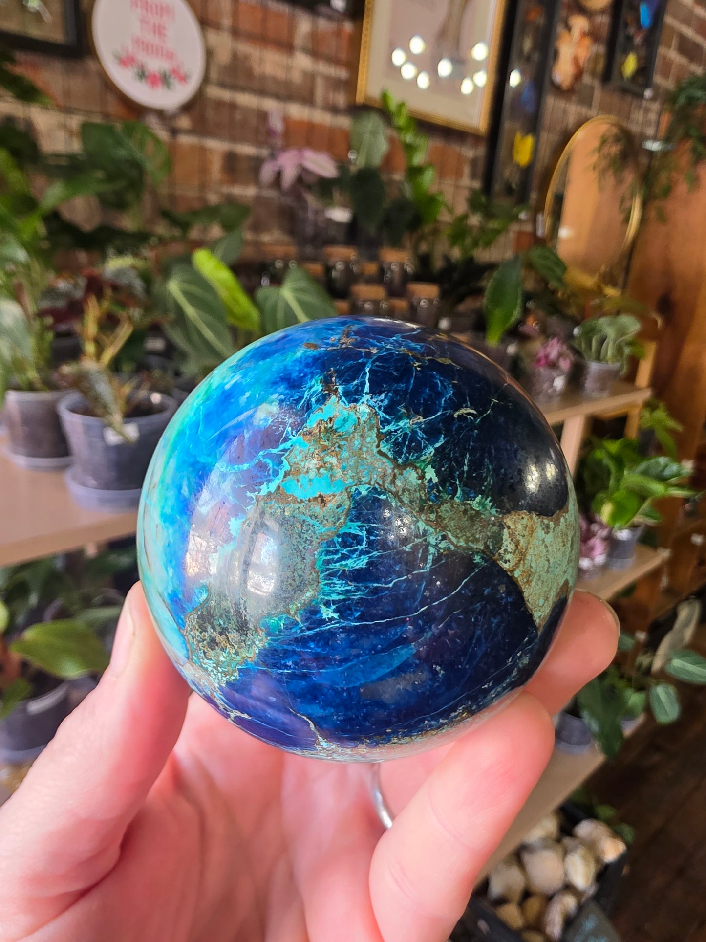 Chrysocolla and Shattukite Sphere