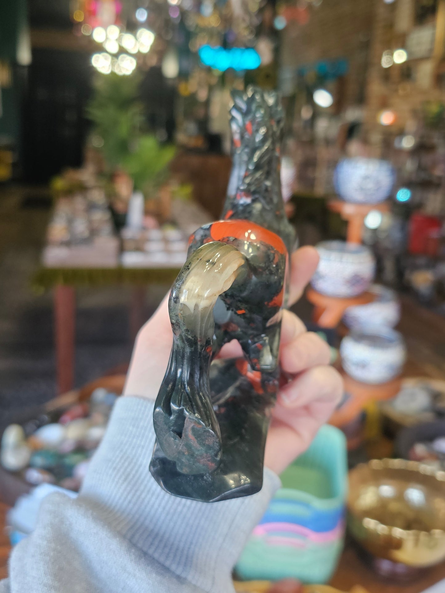 African Bloodstone Horse Carving