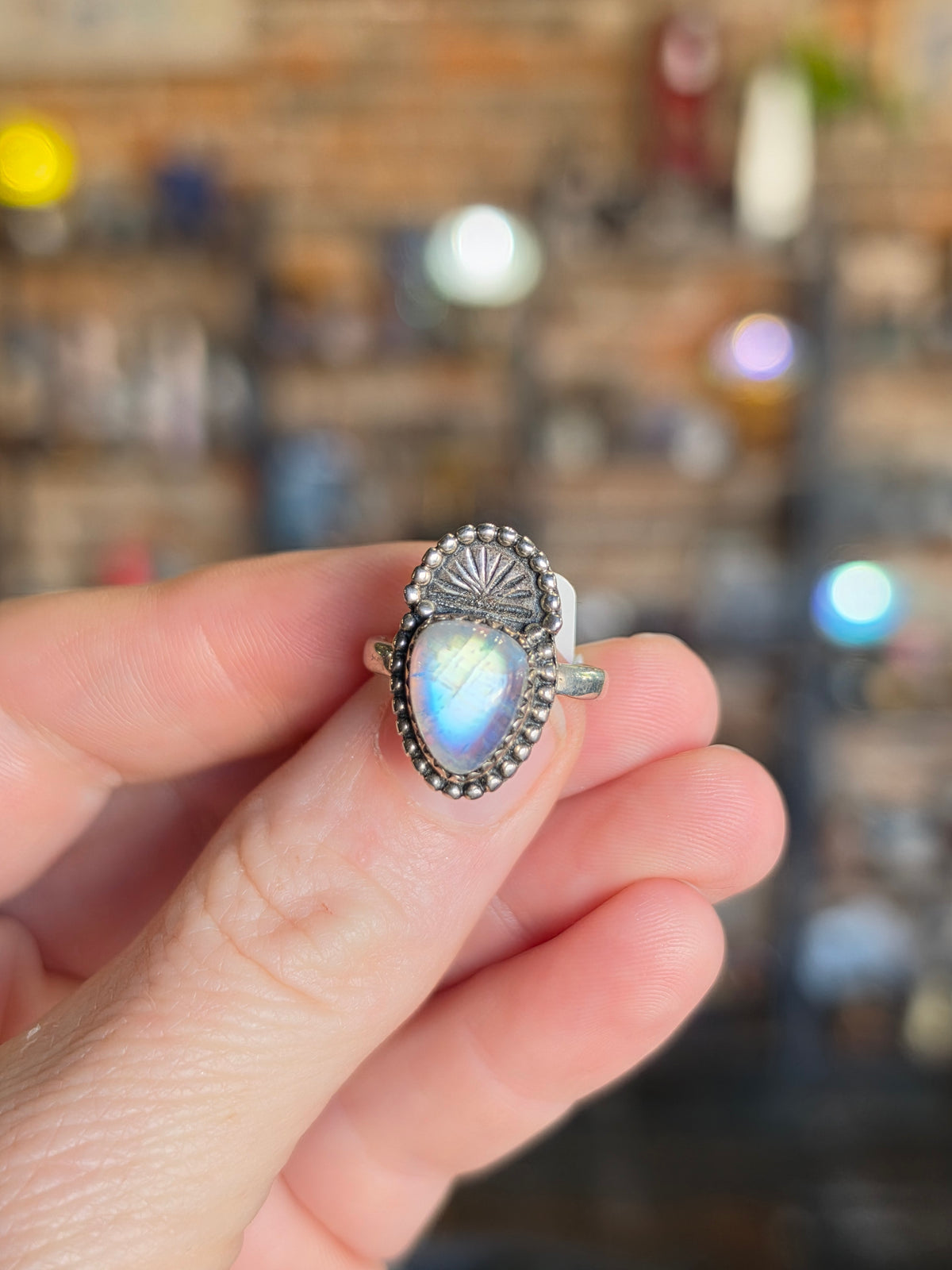 Size 6 Rainbow Moonstone Ring