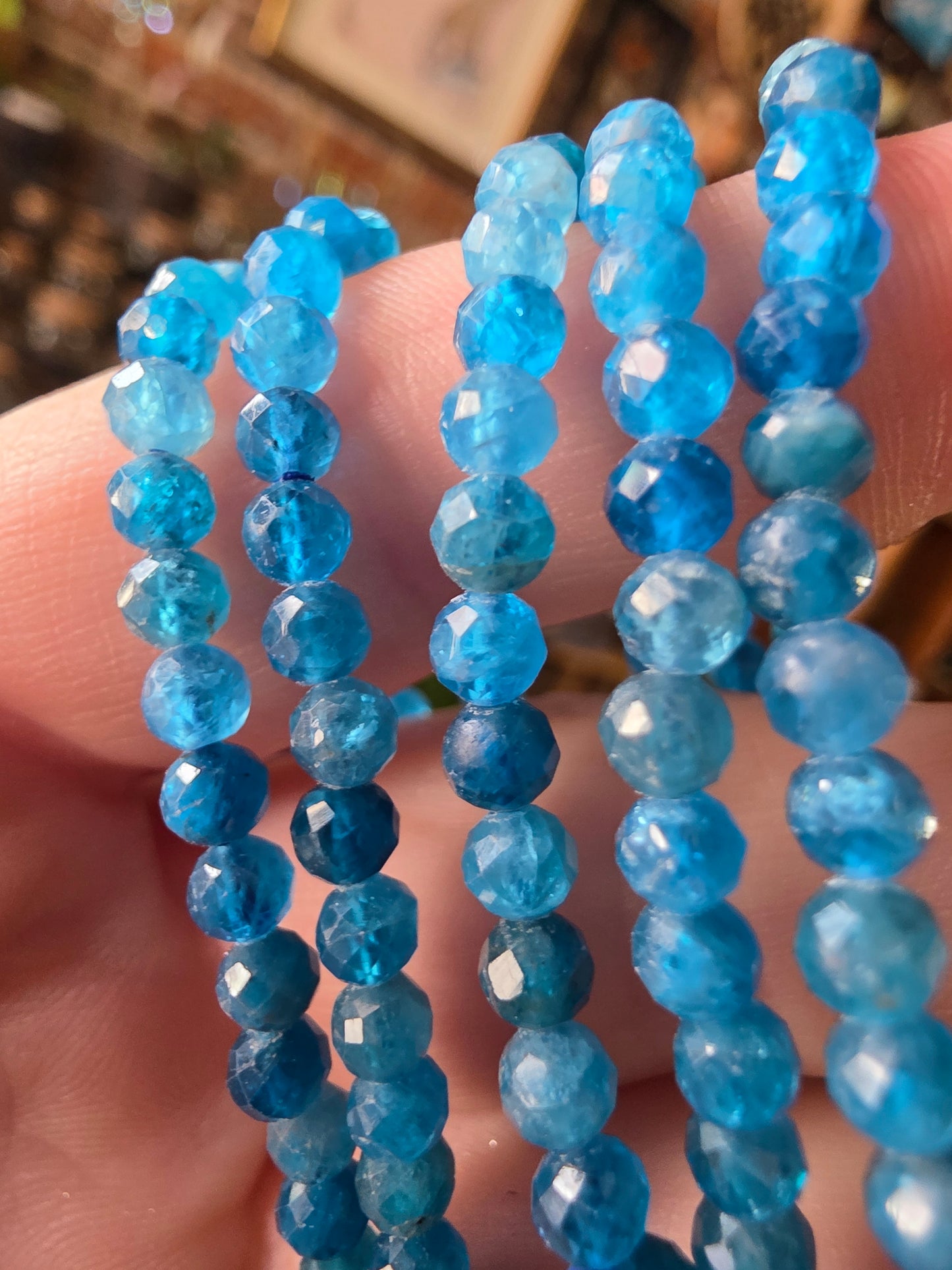 Faceted Blue Apatite Bead Bracelet