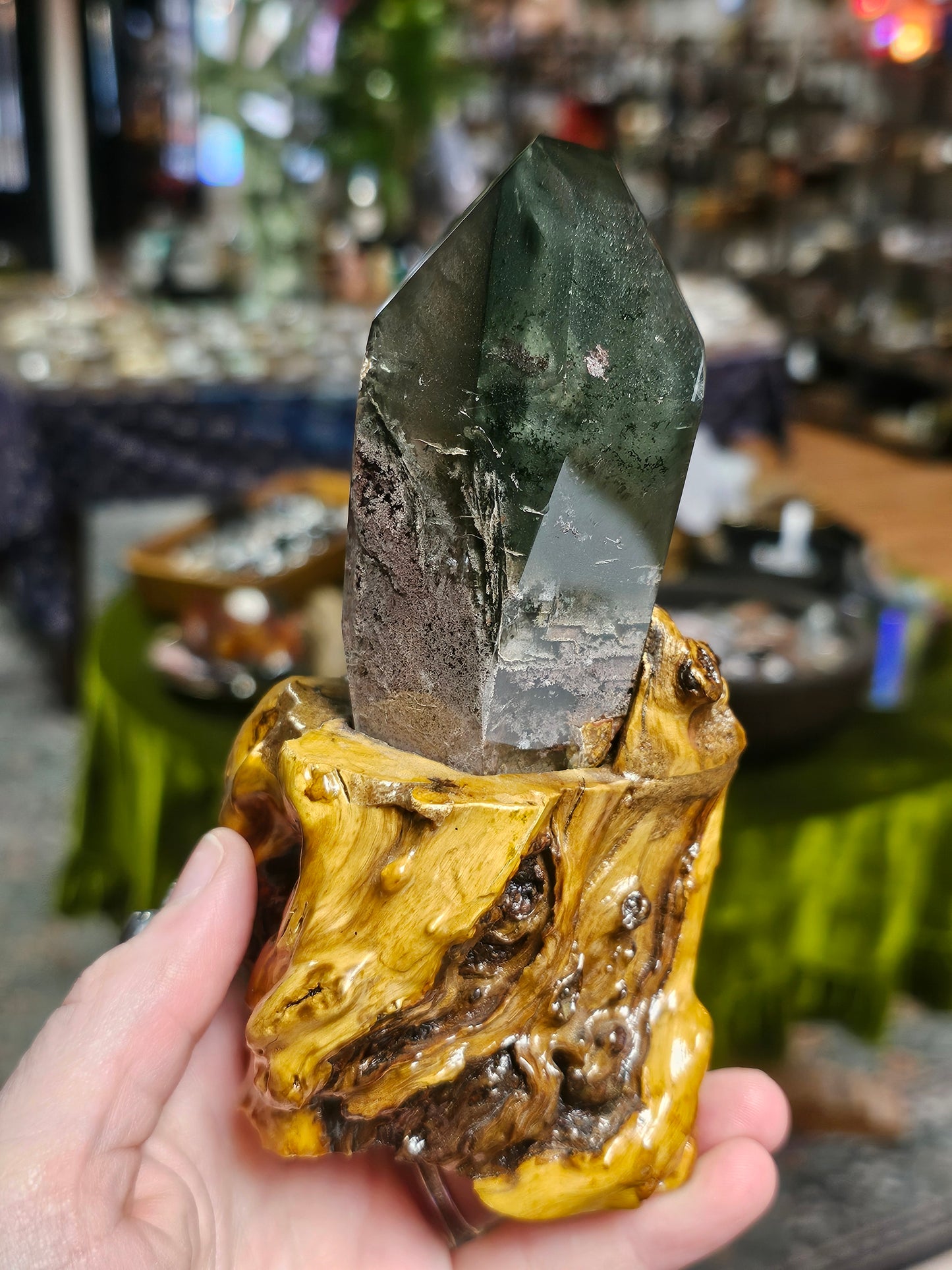 Garden Quartz on Custom Wood Base