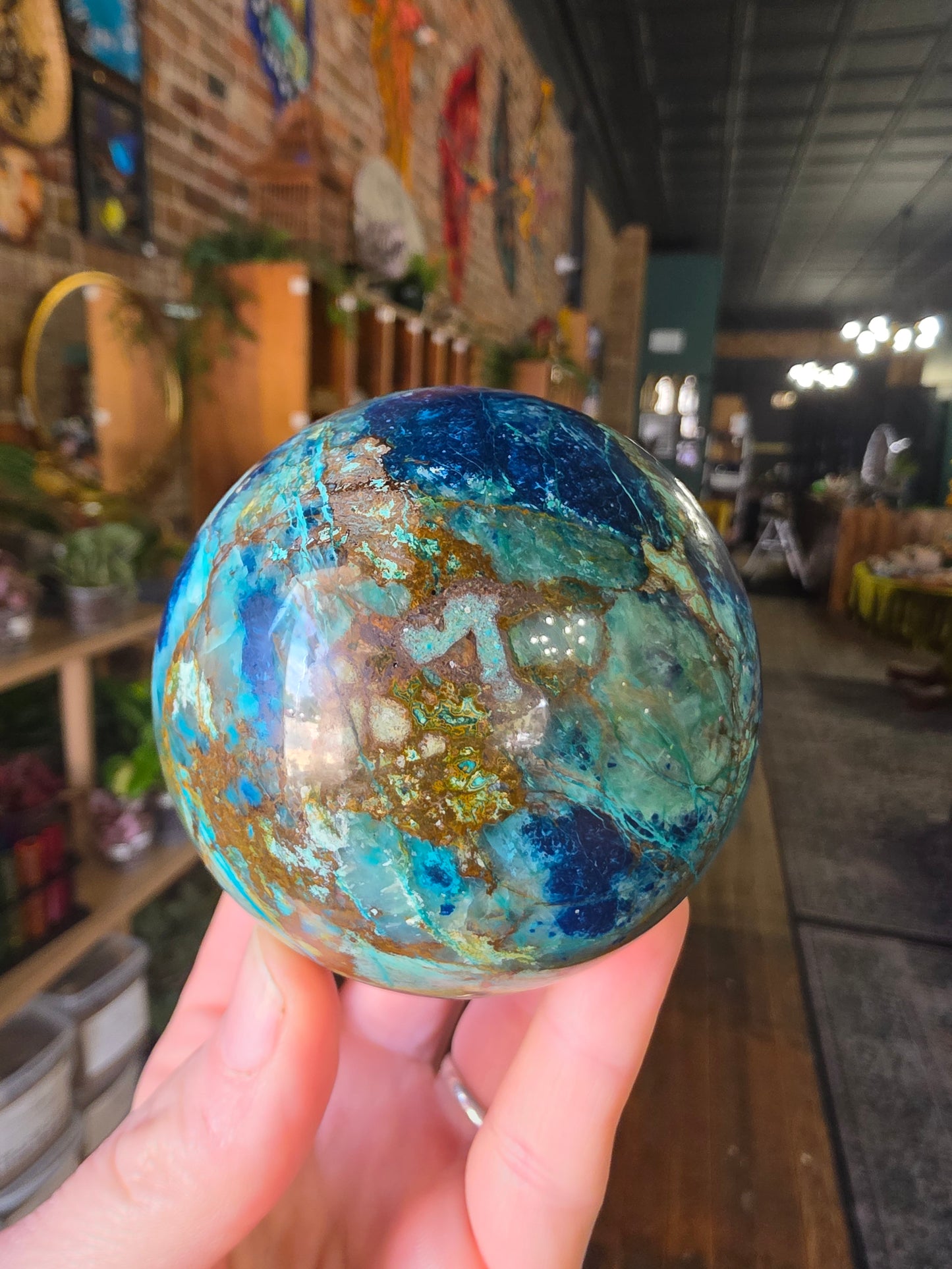 Chrysocolla and Shattuckite Sphere