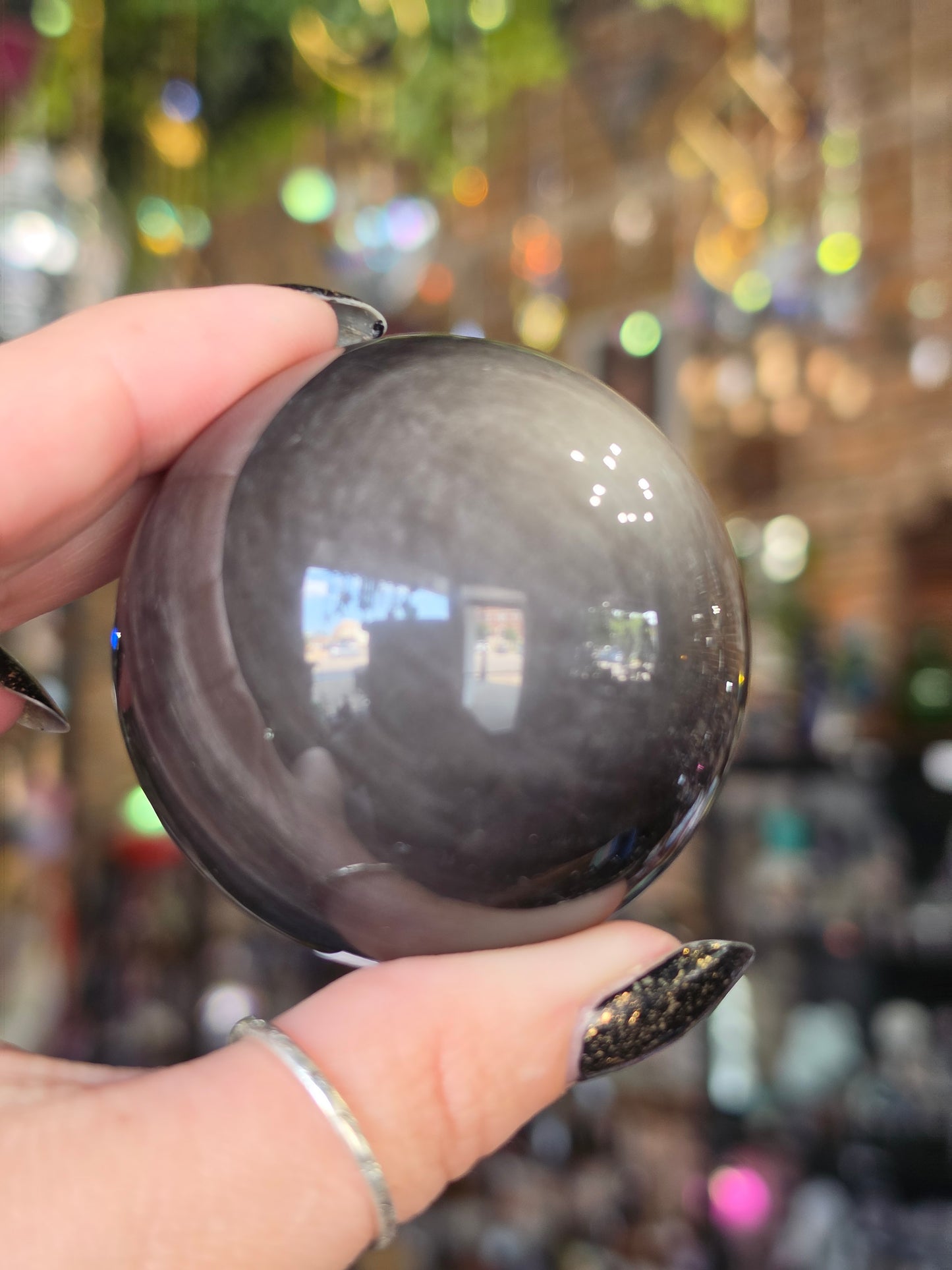 Silversheen Obsidian Sphere