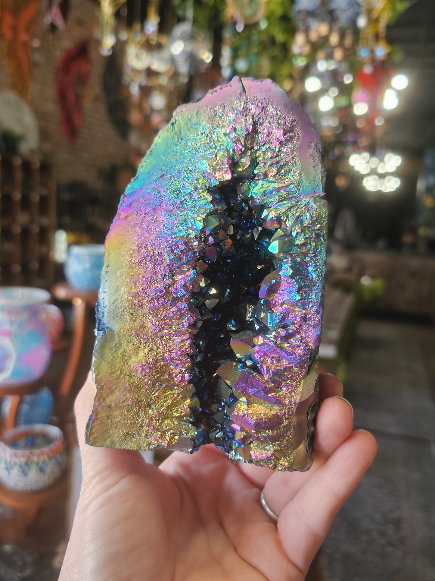 Treated Aura Quartz Cluster Freeform