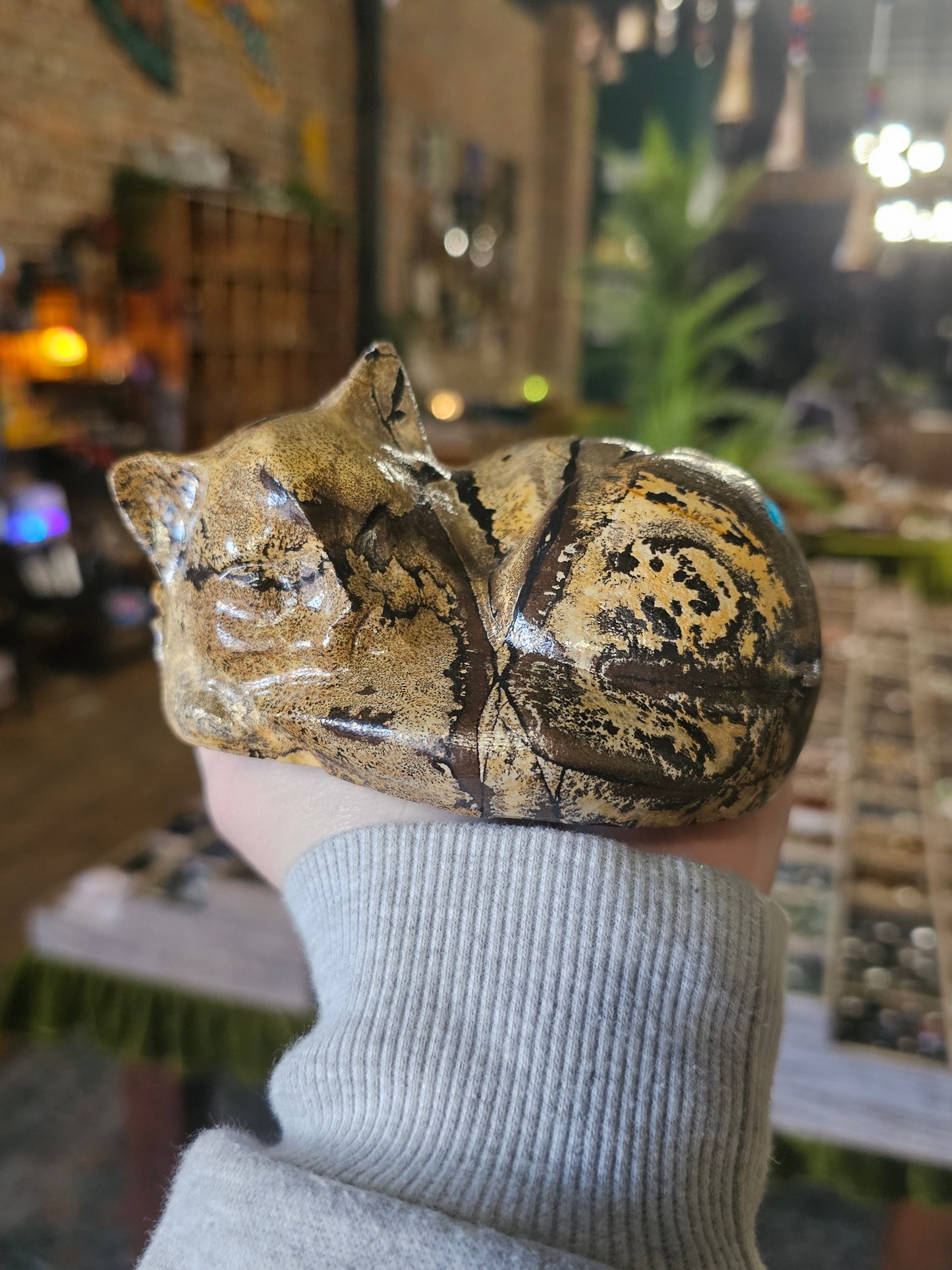 Dendritic Jasper Sleeping Cat