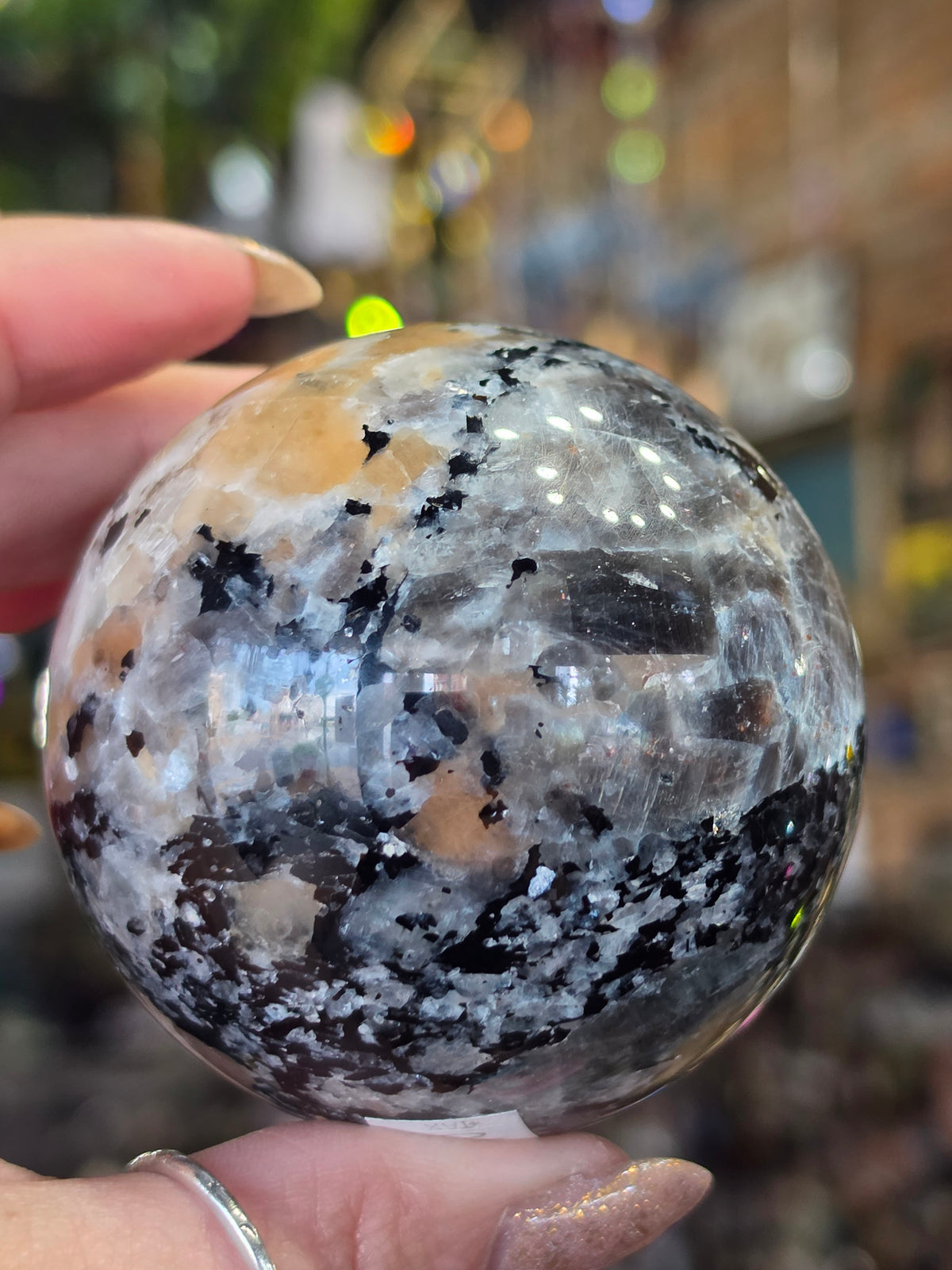 Larvikite and Sunstone Sphere