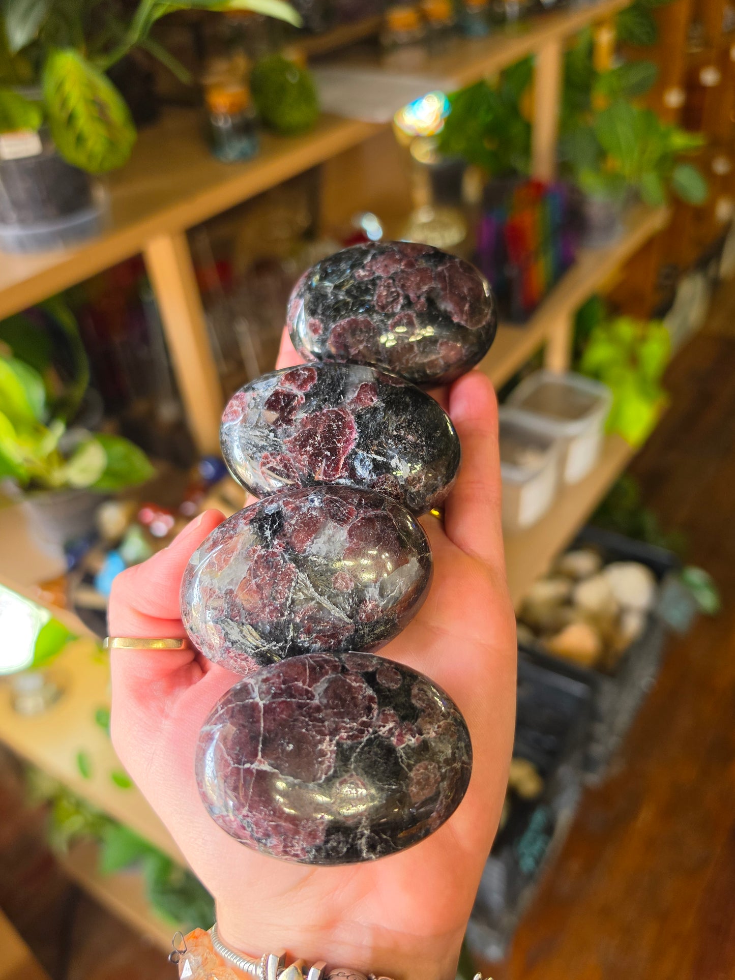 Garnet in Astrophyllite Palmstone