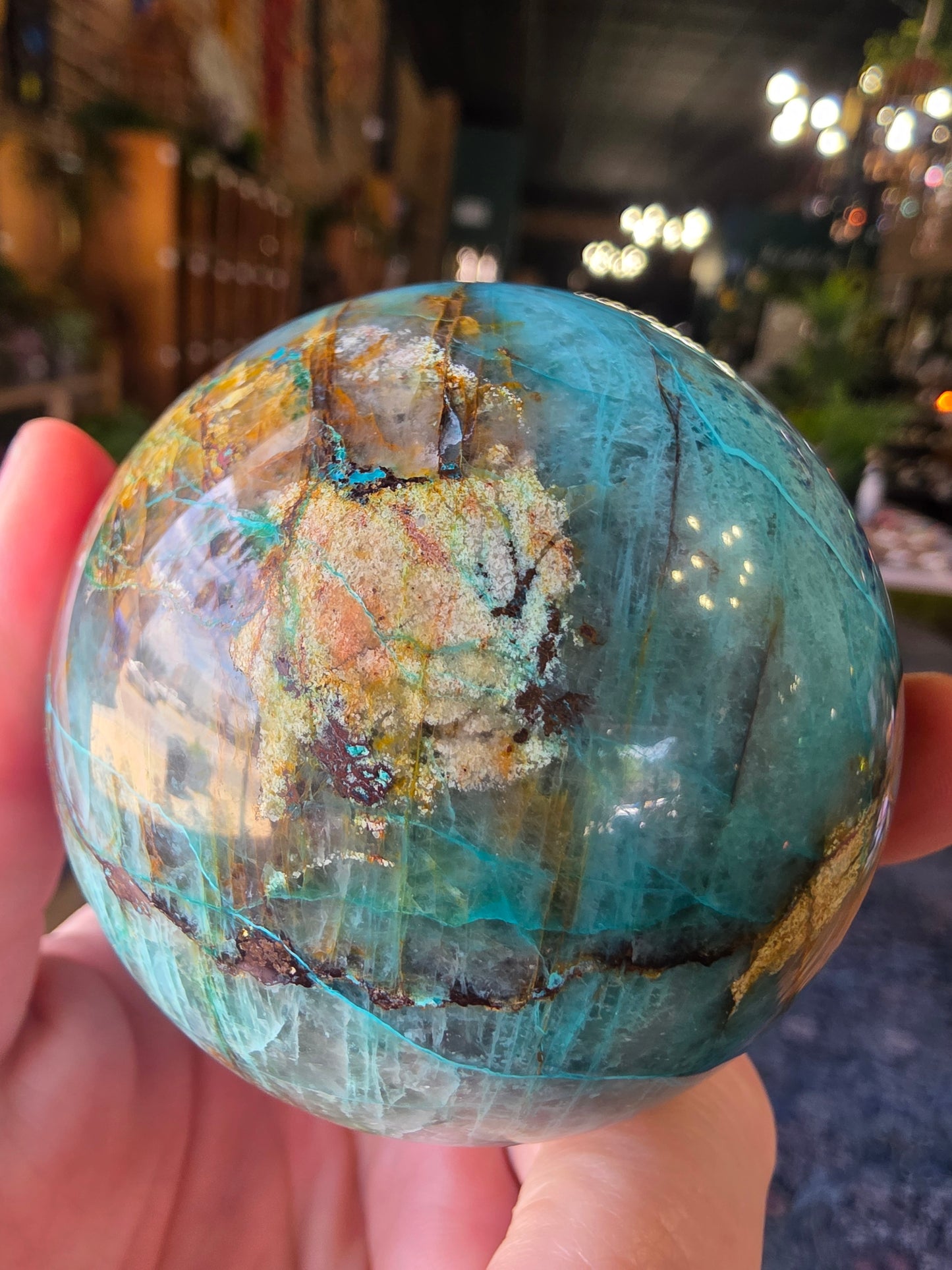 Chrysocolla and Shatuckite Sphere