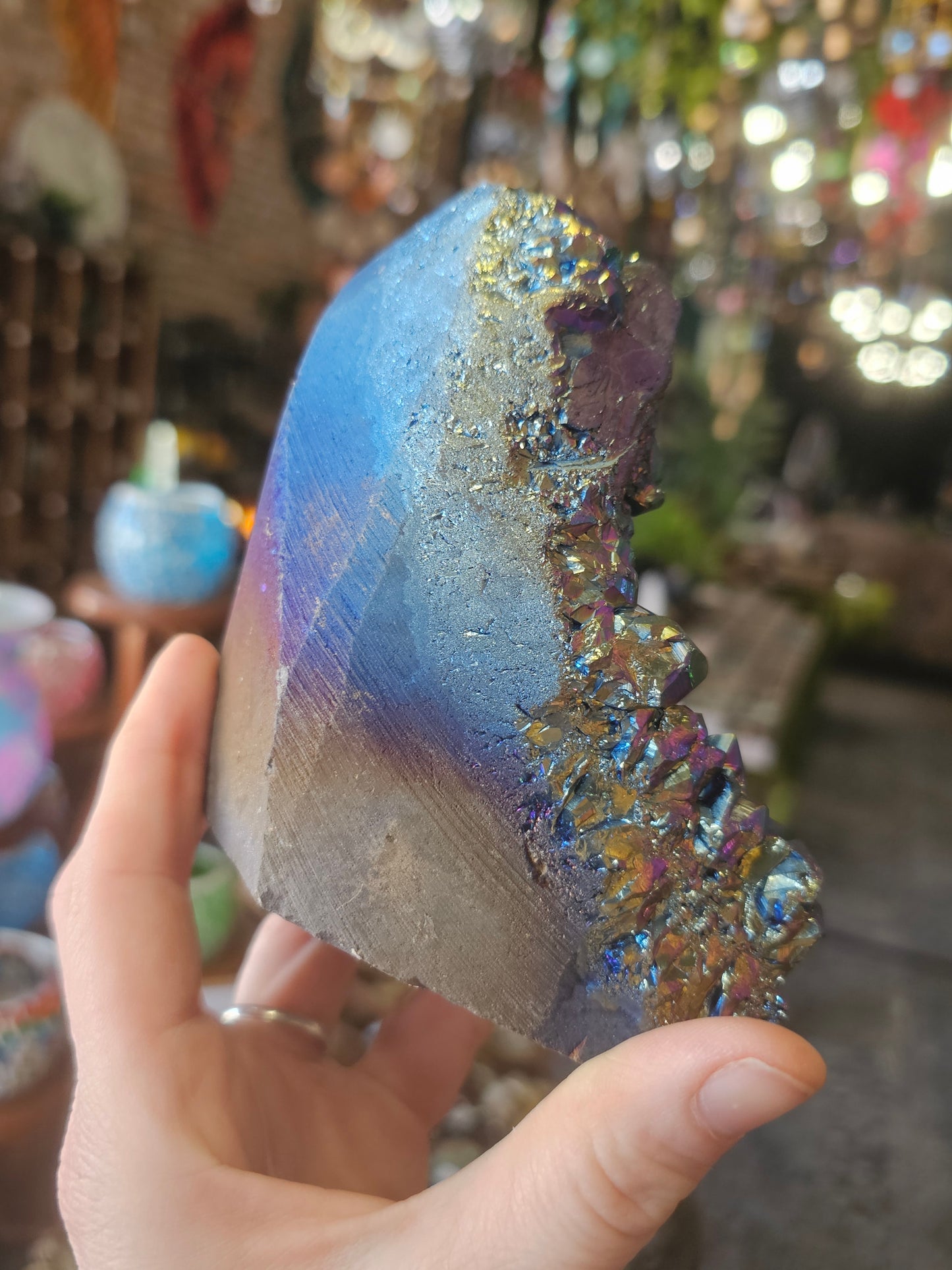 Aura Coated Quartz Cluster Freeform