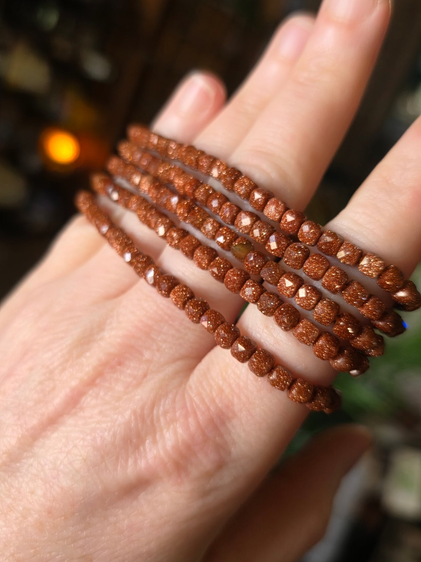 Faceted Goldstone Bead Bracelet