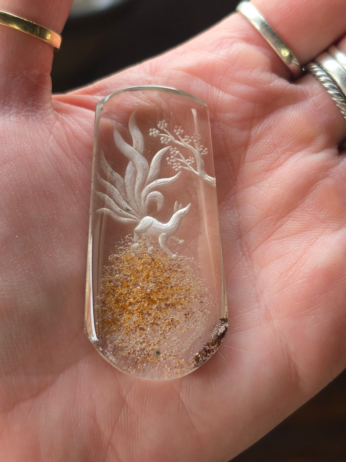 Nine Tail Fox Lazer Engraved Garden Quartz