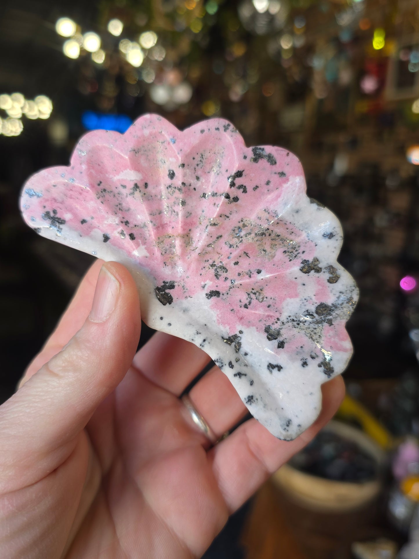 Peruvian Rhodonite Shell Trinket Dish