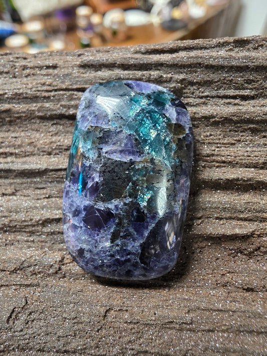 Iolite and Apatite Cabochon