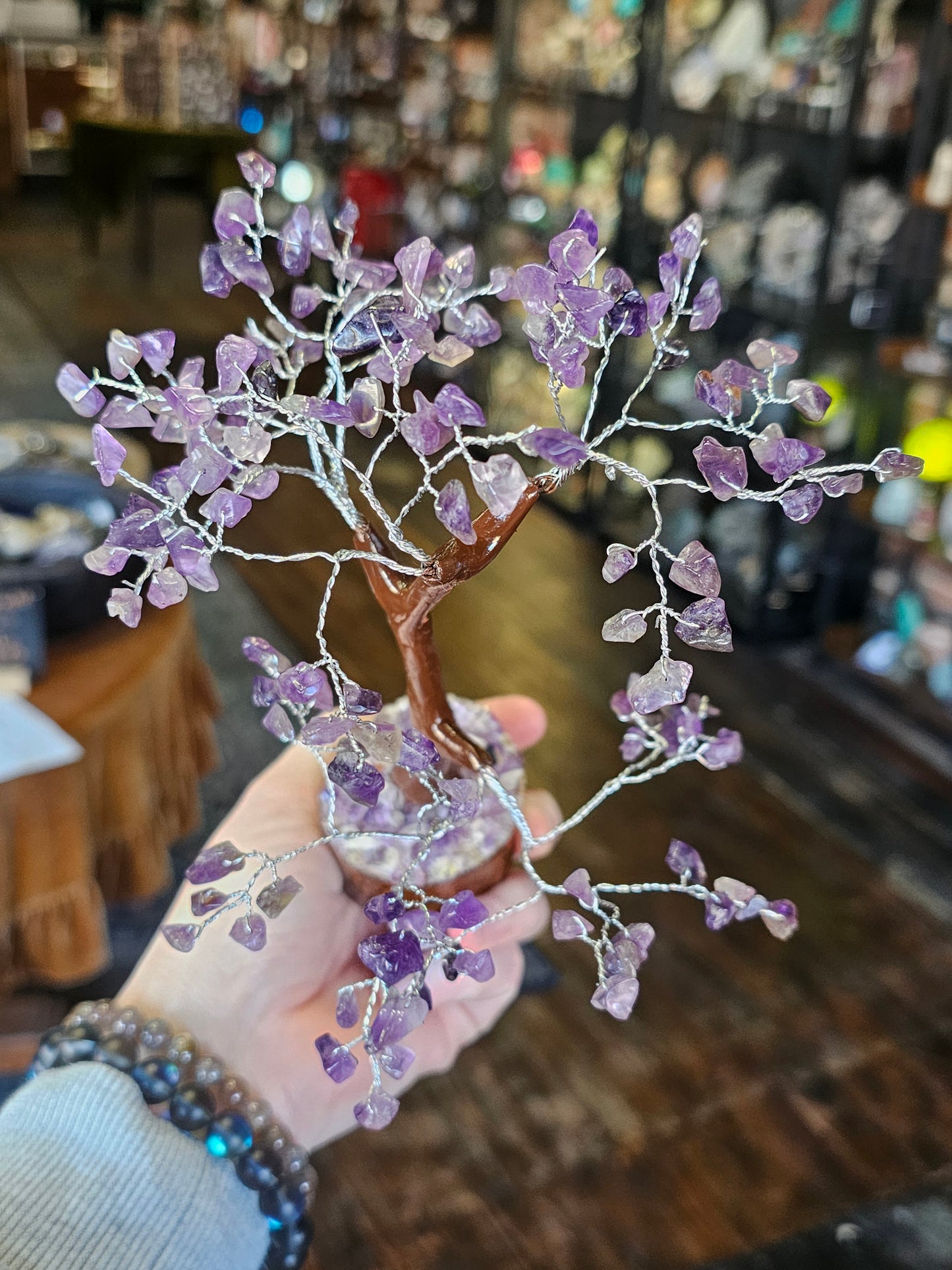 Amethyst Chip Tree on amethyst chip wood base