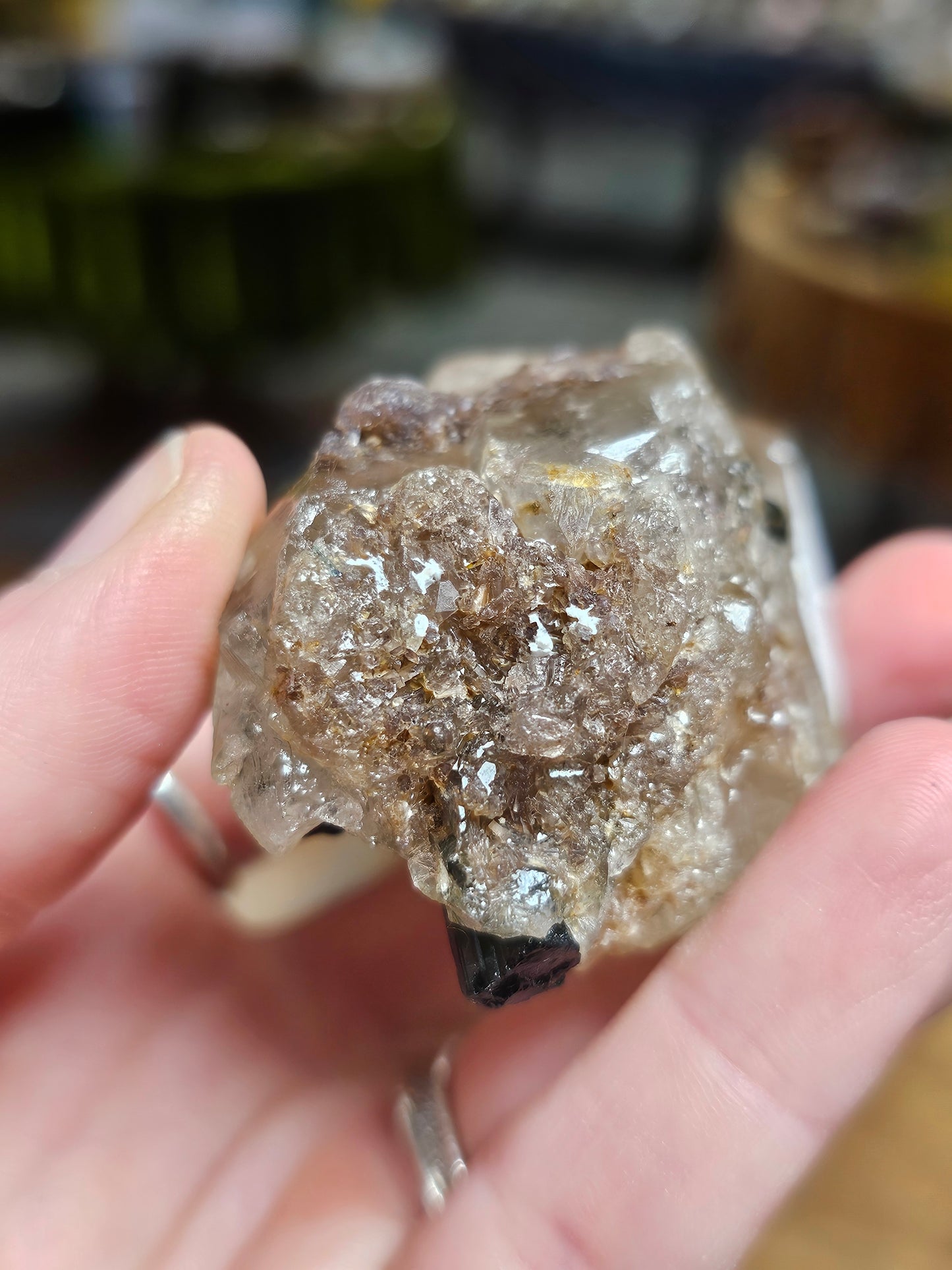Indicolite on Smoky Quartz