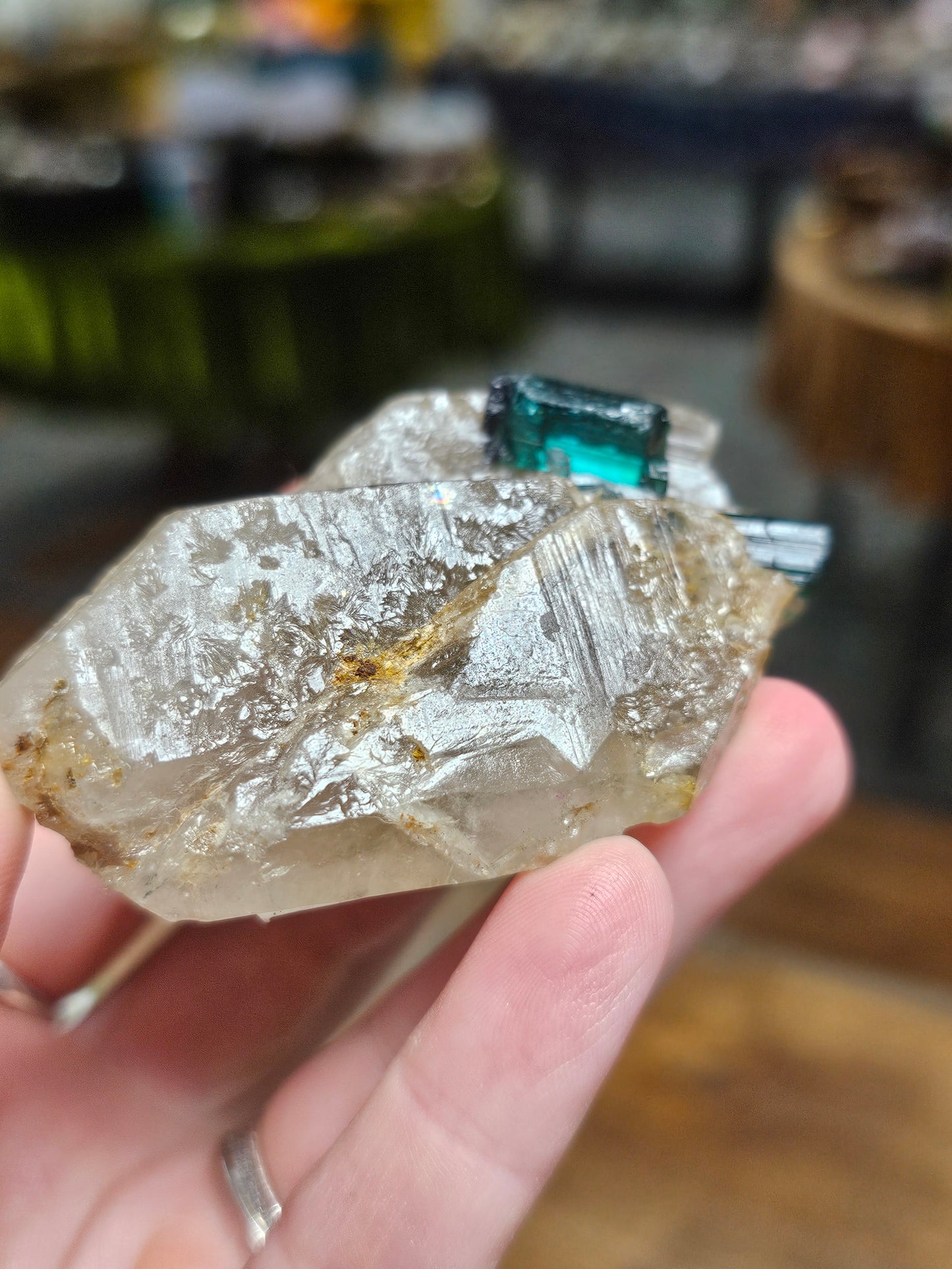 Indicolite on Smoky Quartz
