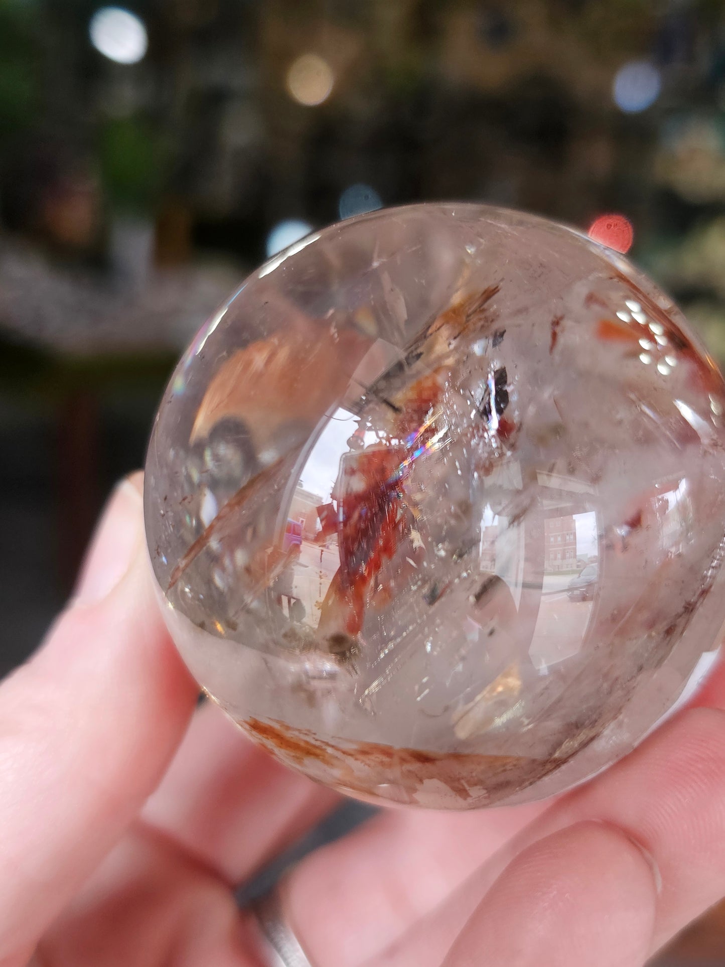 Iron Oxide and Hematite inclusions Quartz Sphere