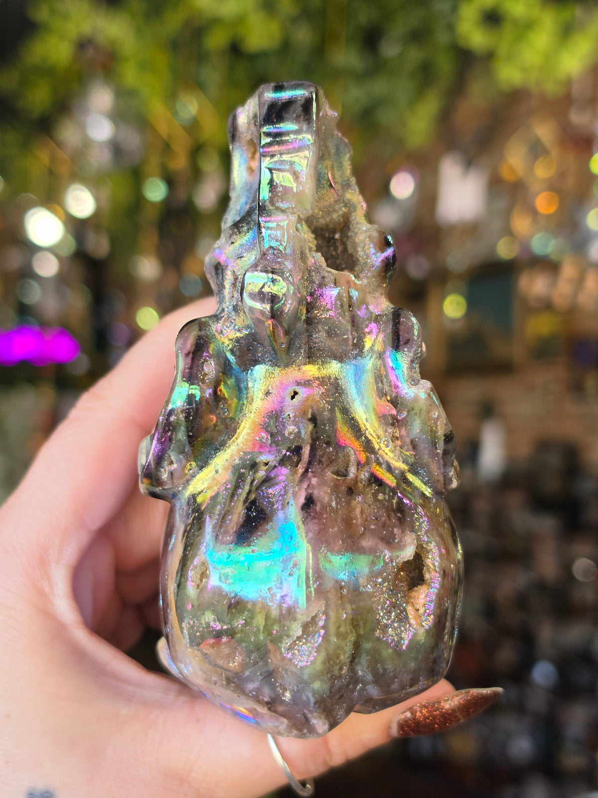 Aura Coated Druzy Quartz Elephant