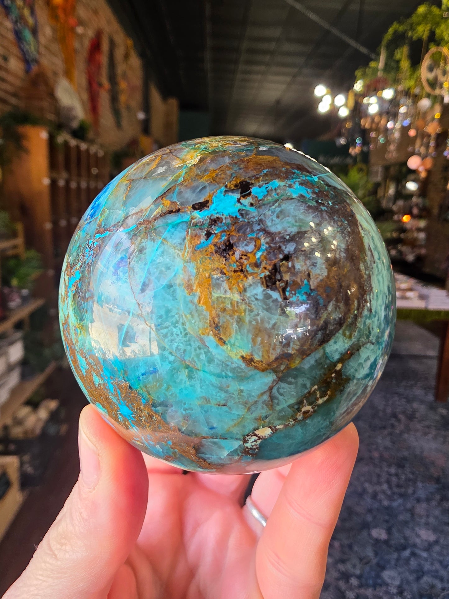 Chrysocolla and Shatuckite Sphere