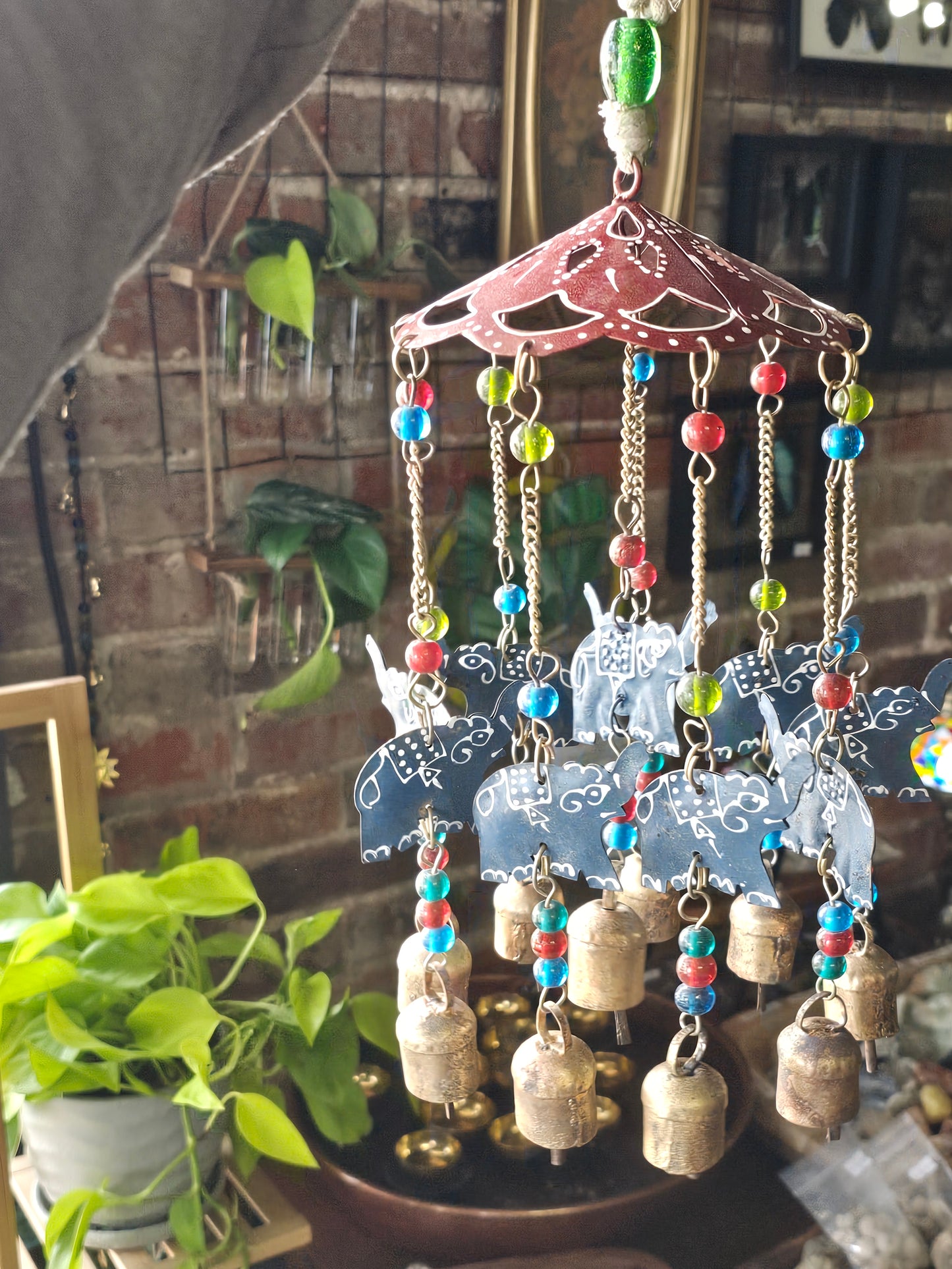 Elephant and Brass Bells Windchime