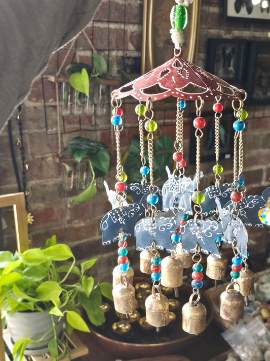 Elephant and Brass Bells Windchime