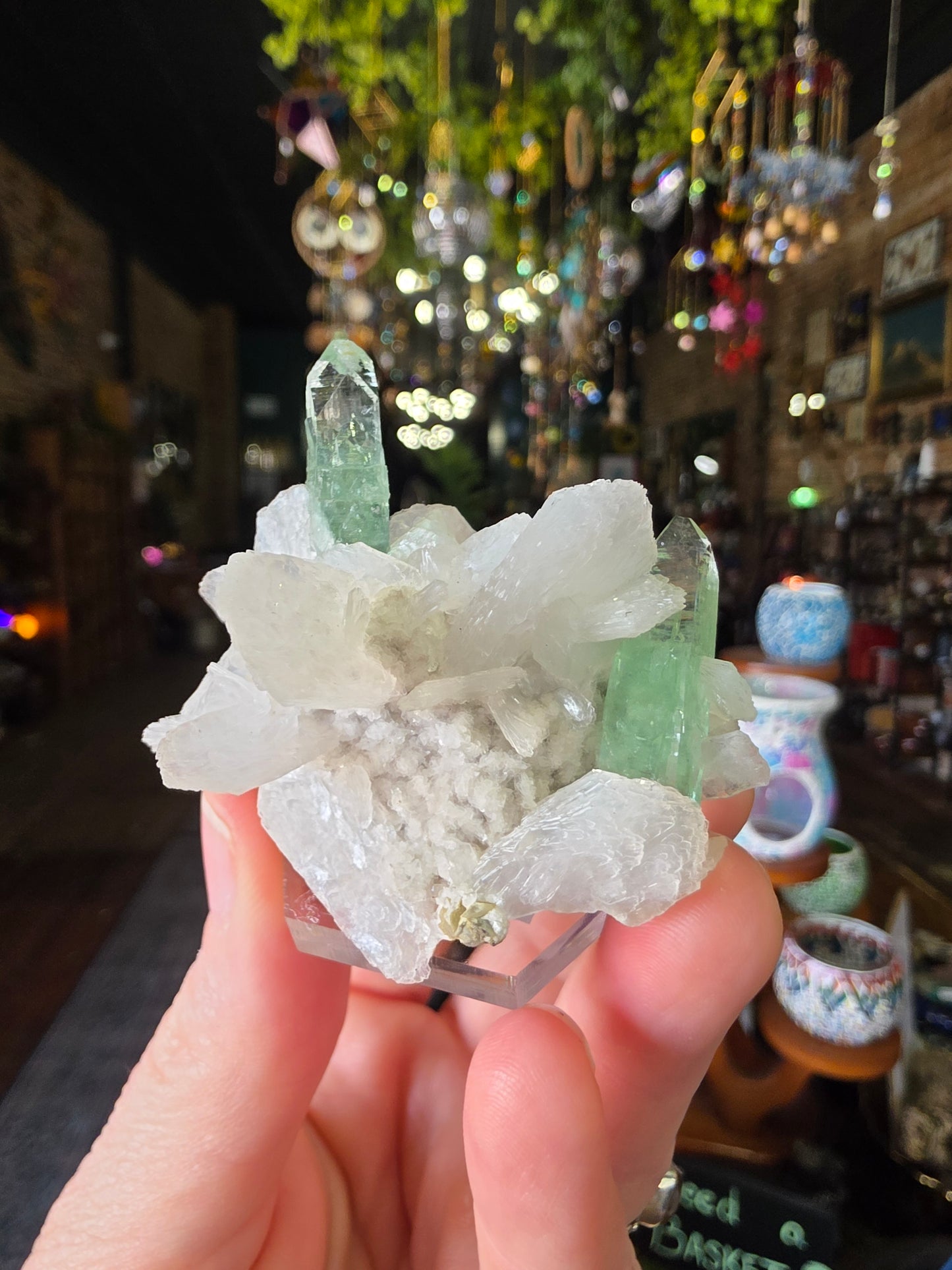 Green Apophyllite On Stilbite