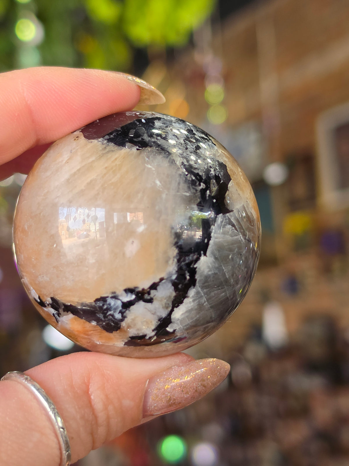 Larvikite and Sunstone Sphere