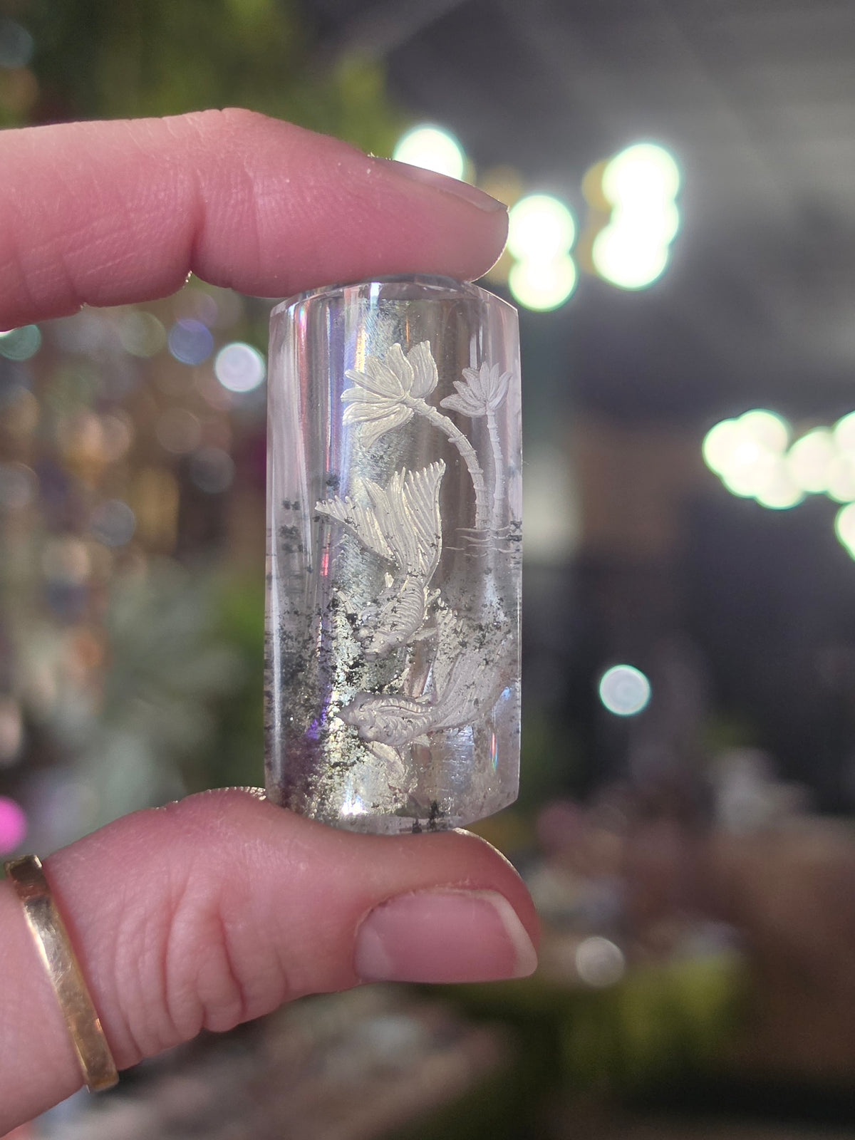Koi Fish Lazer Engraved Garden Quartz