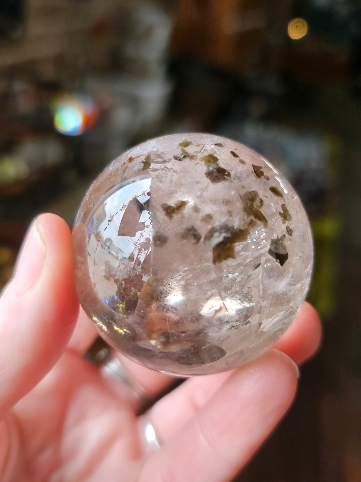 Green Mica in Quartz Sphere