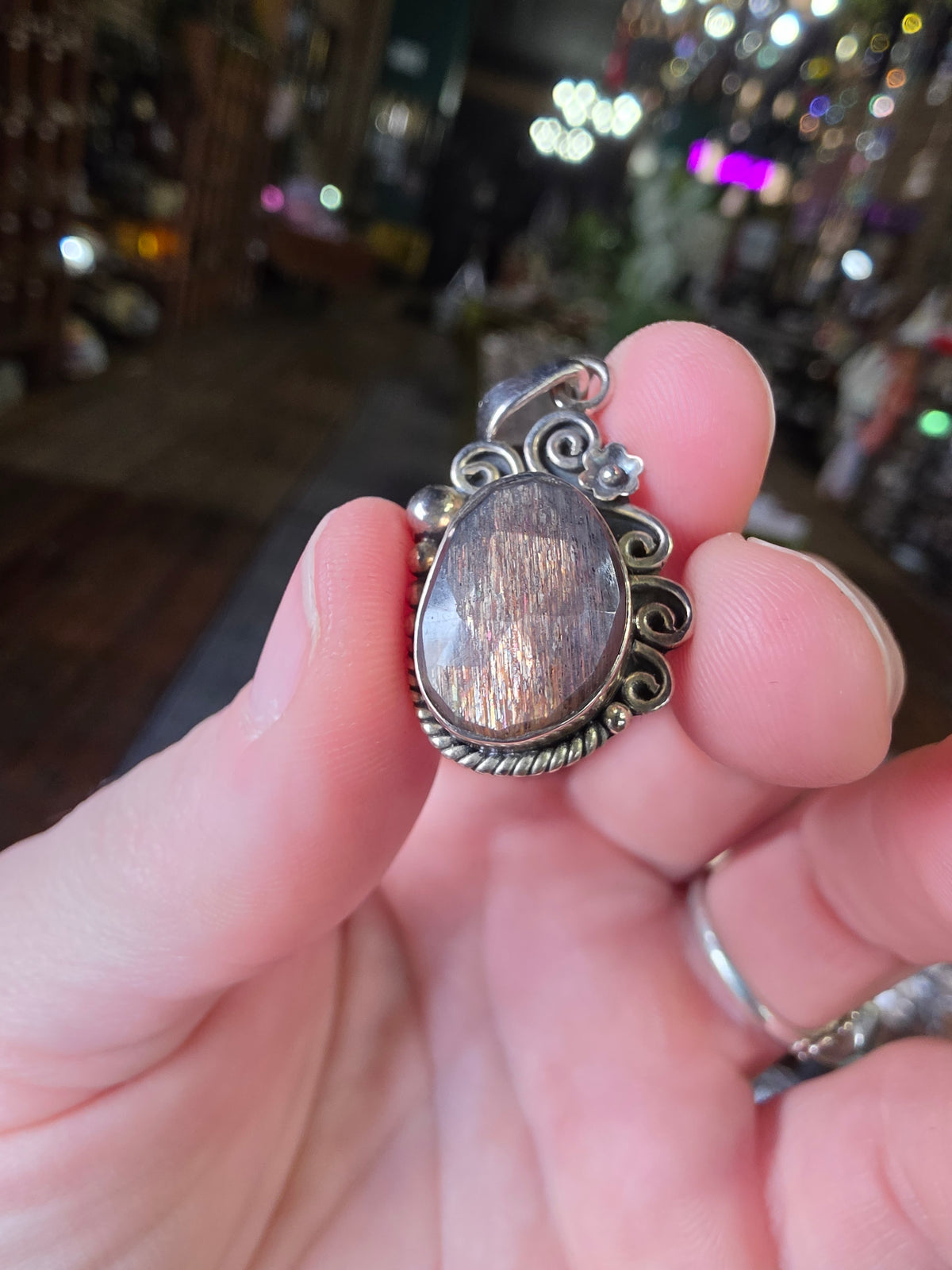 Tanzanian Black Sunstone Pendant