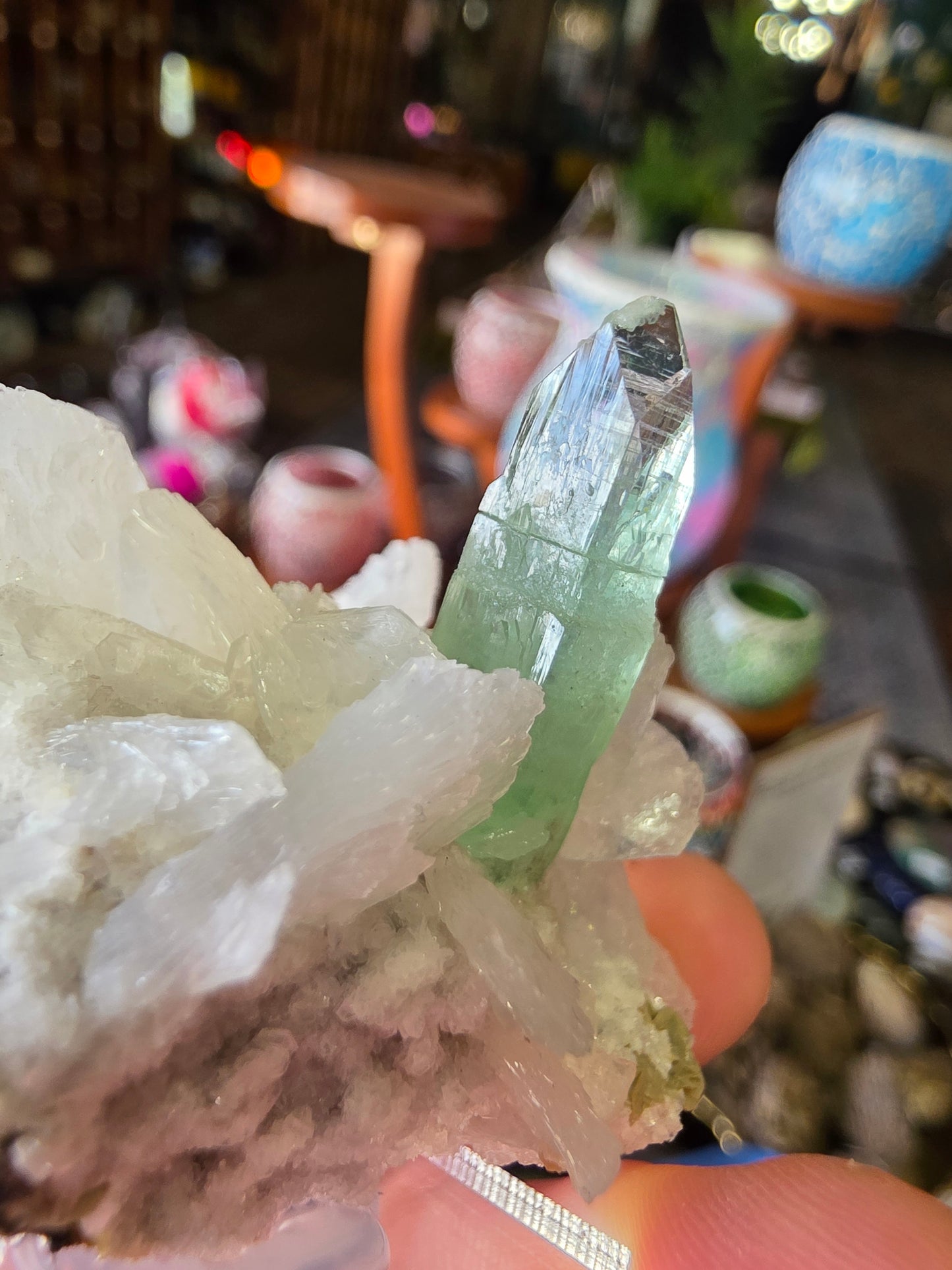 Green Apophyllite On Stilbite