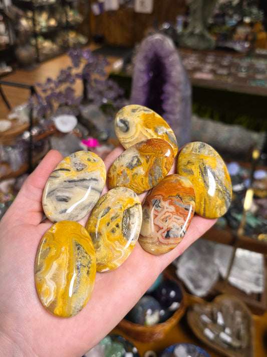Australian Yellow Lace Agate Plamstone