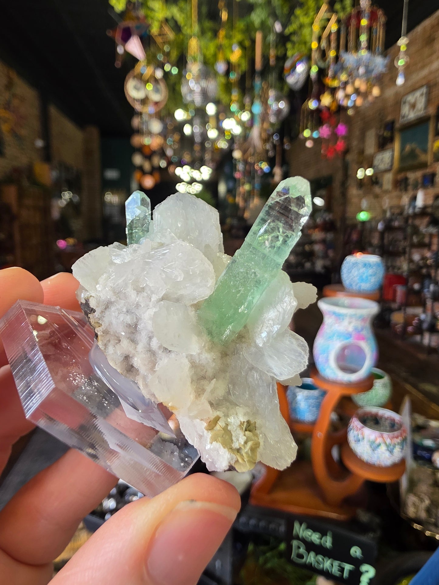 Green Apophyllite On Stilbite