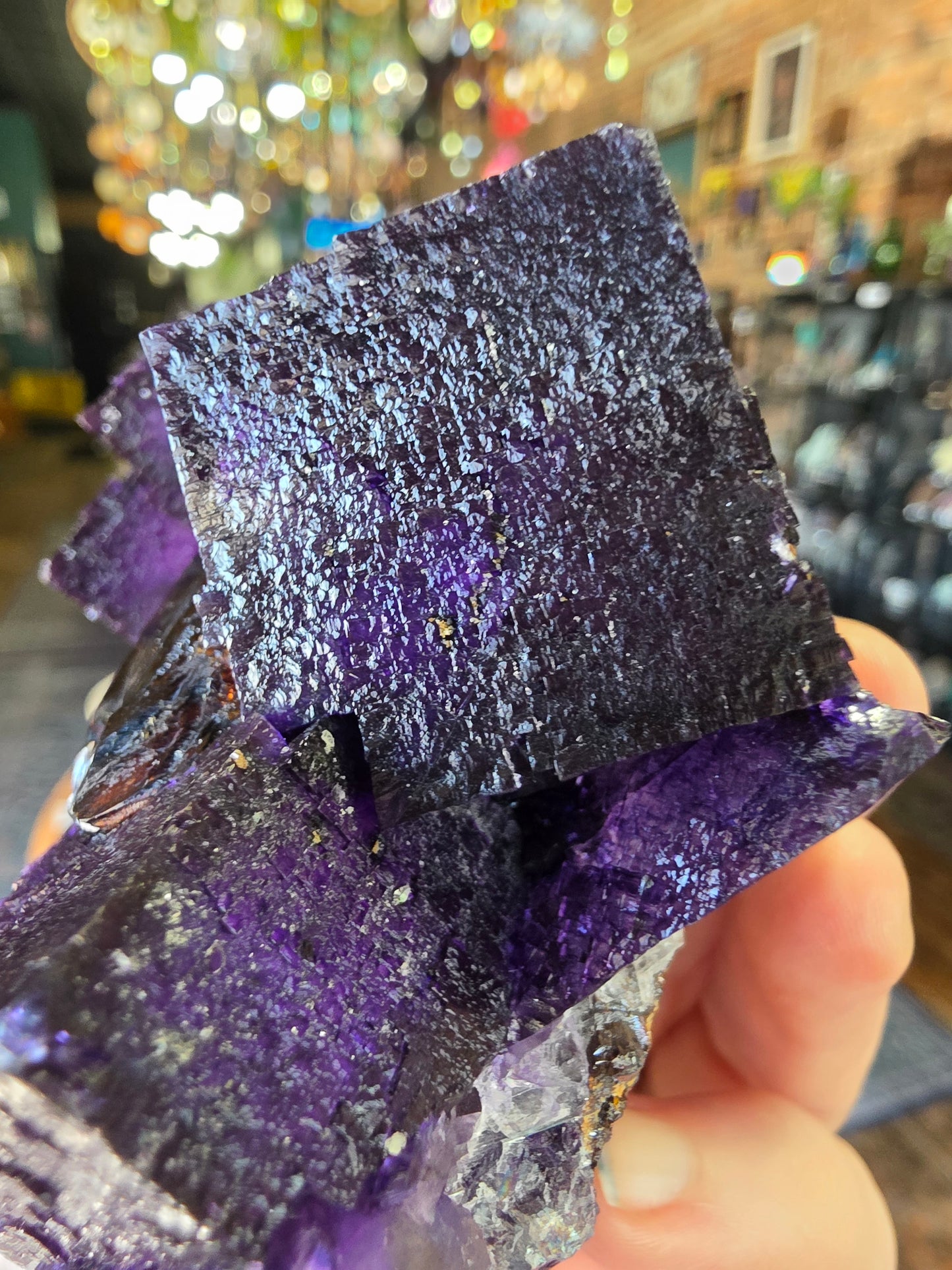 Fluorite, Sphalerite, Barite on Druzy Quartz