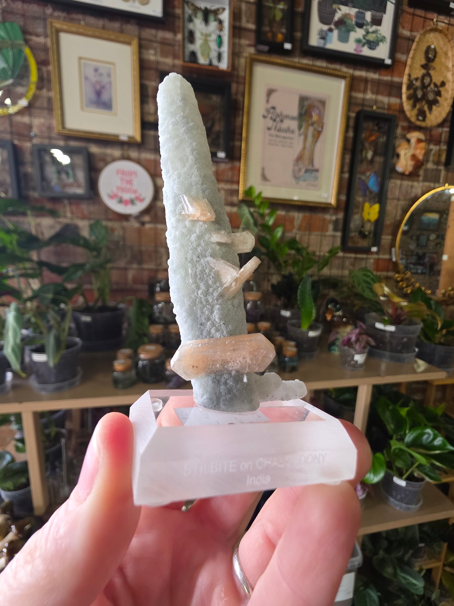 Stilbite on Chalcedony Stalactite