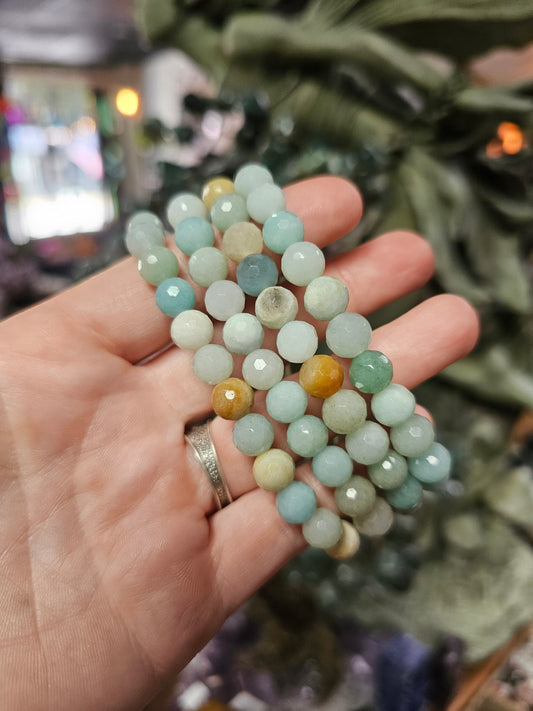 7.5 mm Carribean Calcite Facet Bead Bracelet