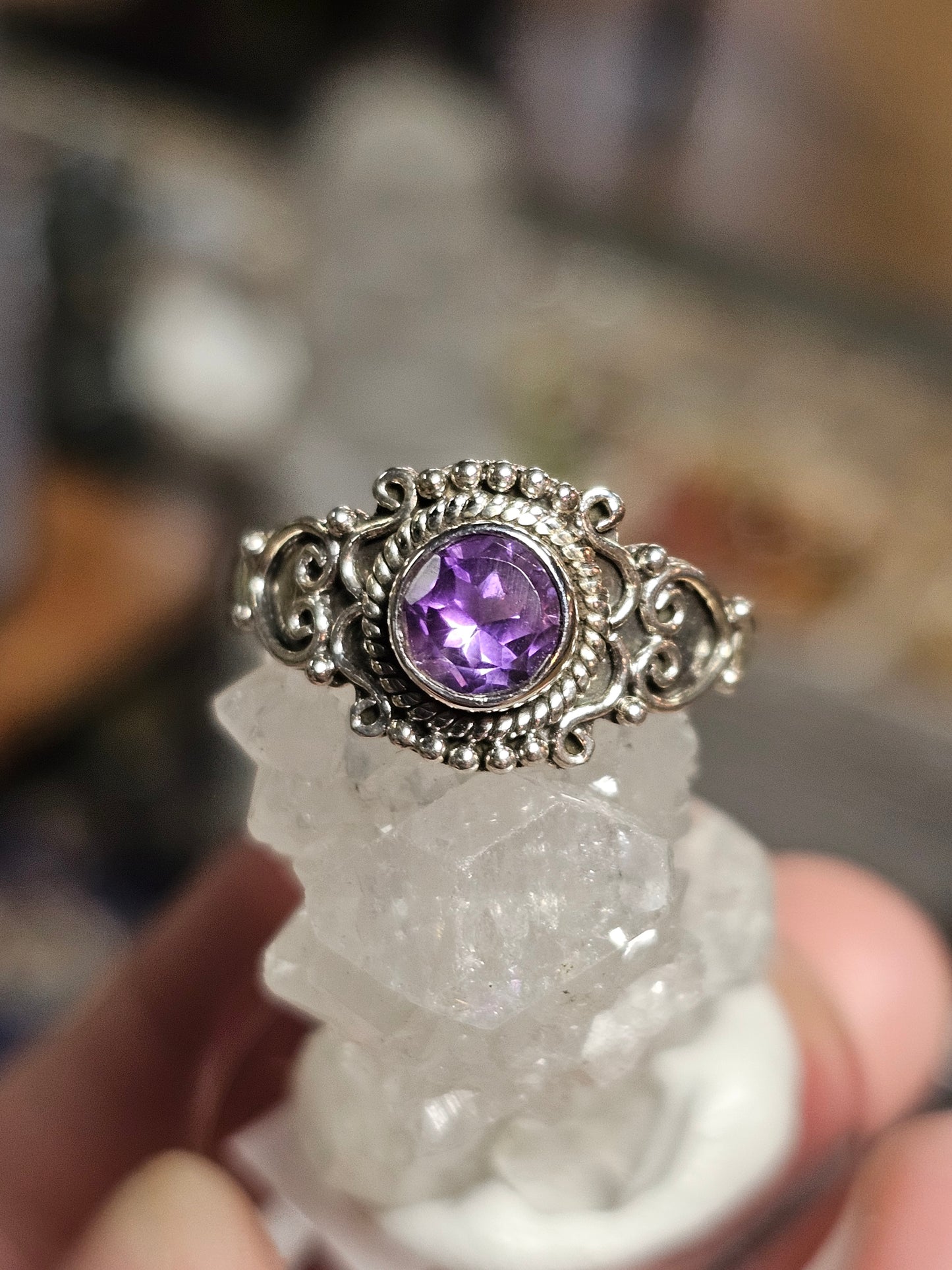 Size 7 Faceted Amethsyt Ring