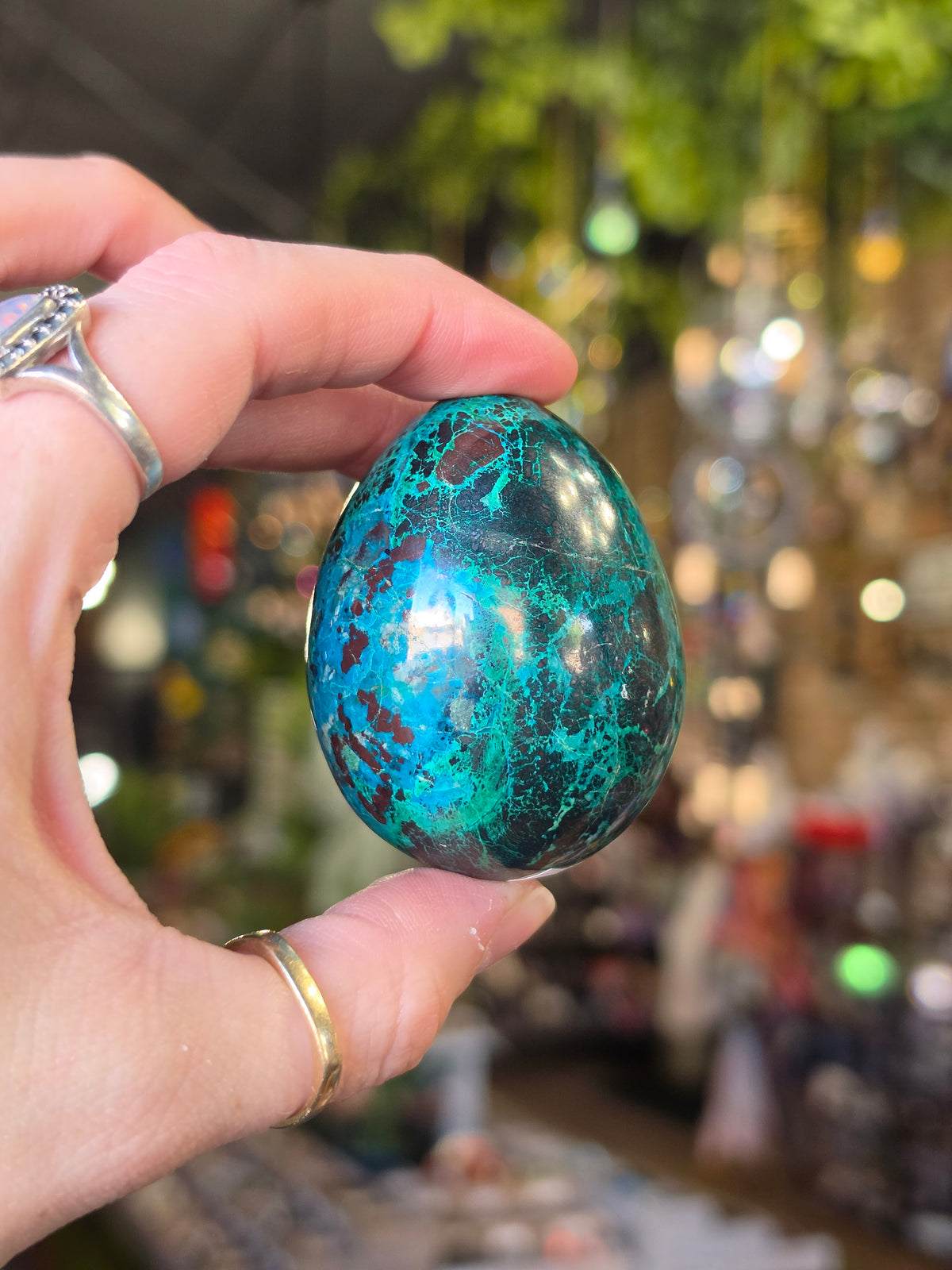 Chrysocolla & Malachite Egg Carving
