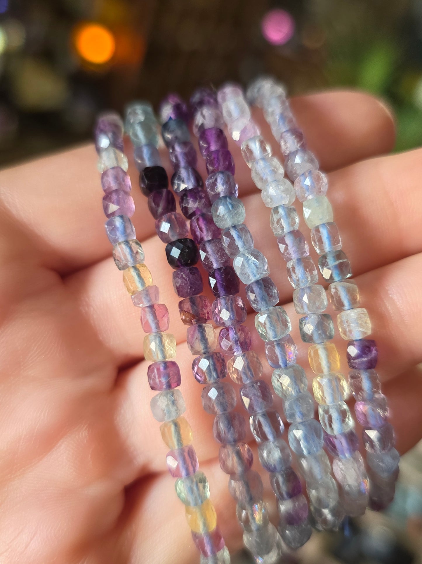 Faceted Fluorite Bead  Bracelet