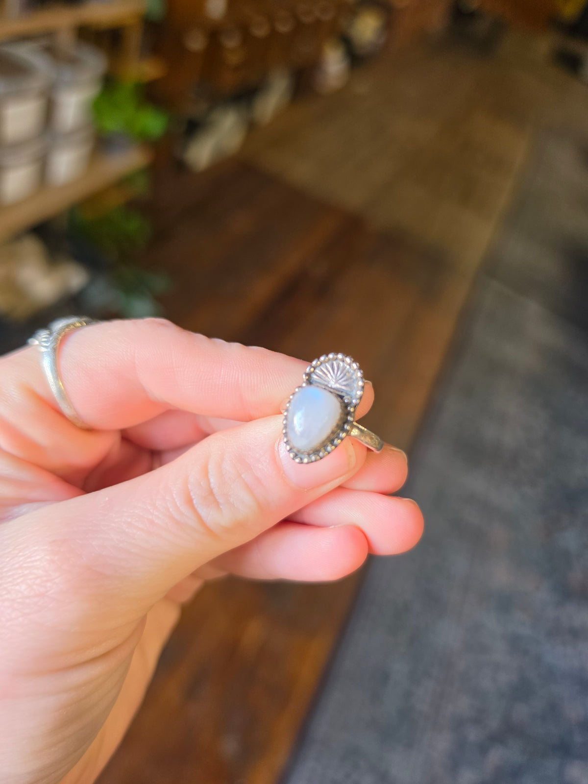 Rainbow Moonstone Ring Size 7