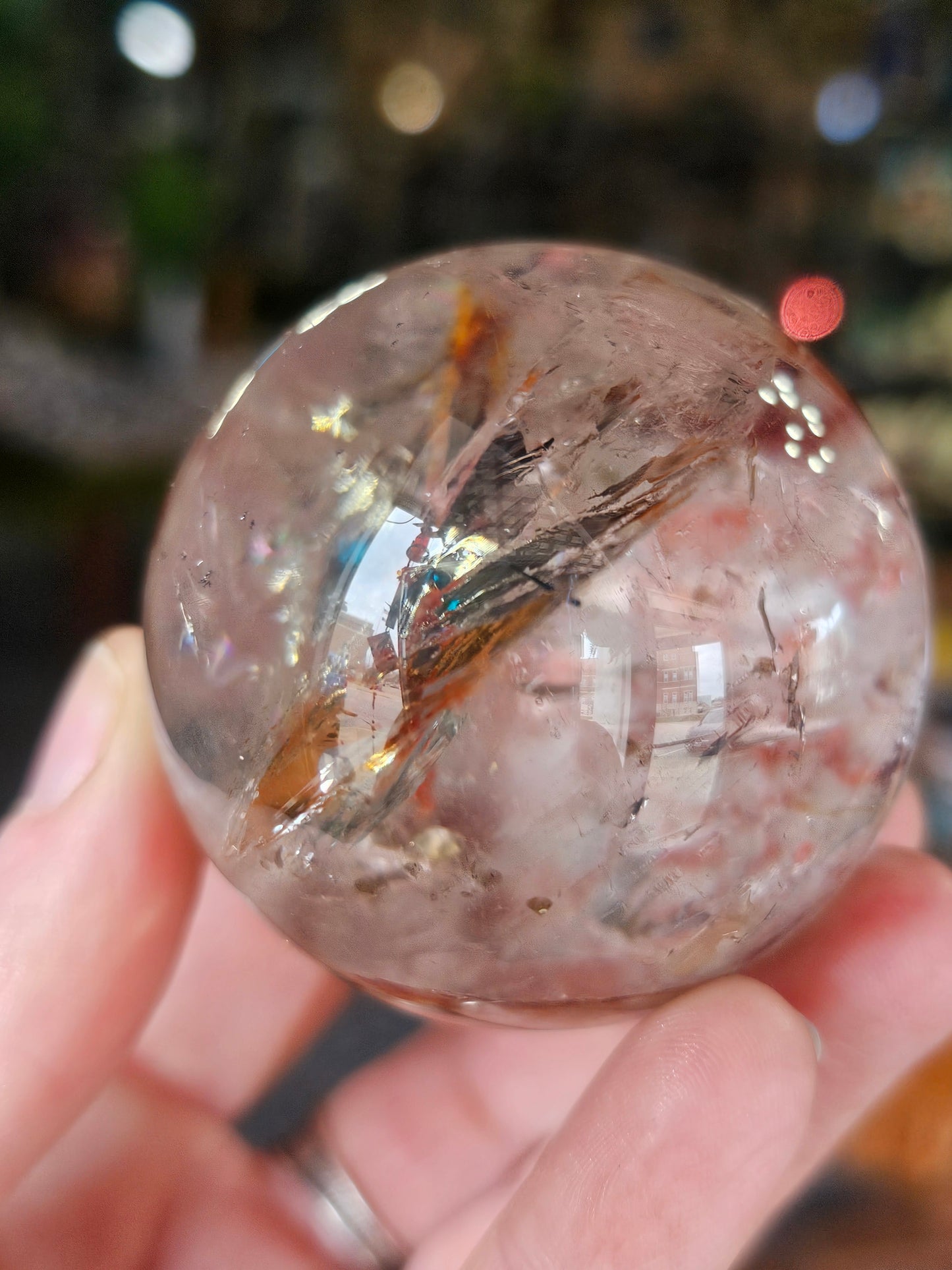 Iron Oxide and Hematite inclusions Quartz Sphere