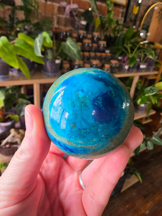 Chrysocolla and Shatuckite Sphere