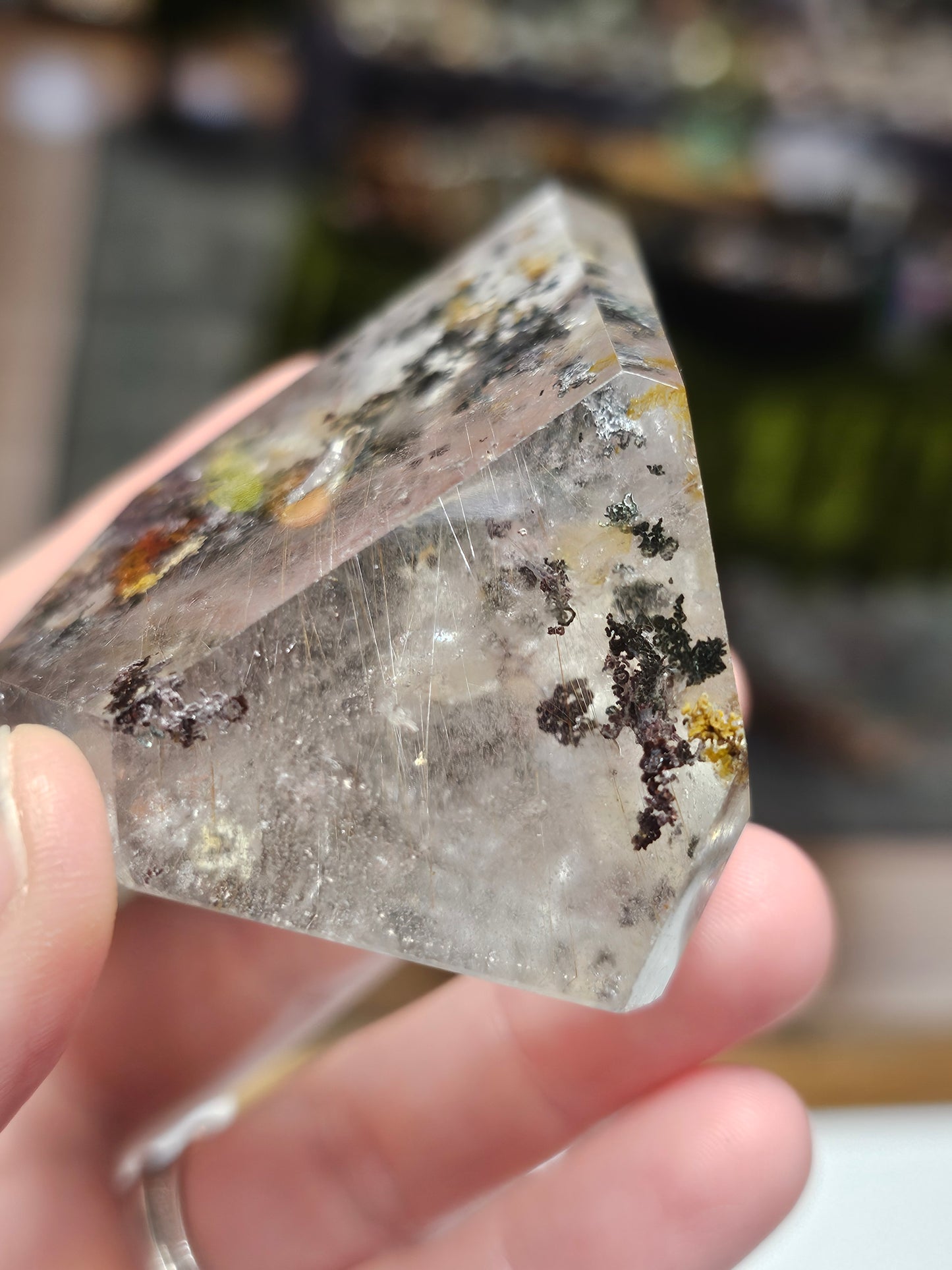 Chlorite, Lodilite, and Rutile included Garden Quartz Freeform