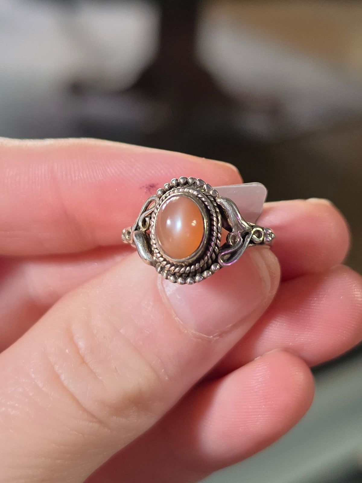 Peach Moonstone Ring Size 7
